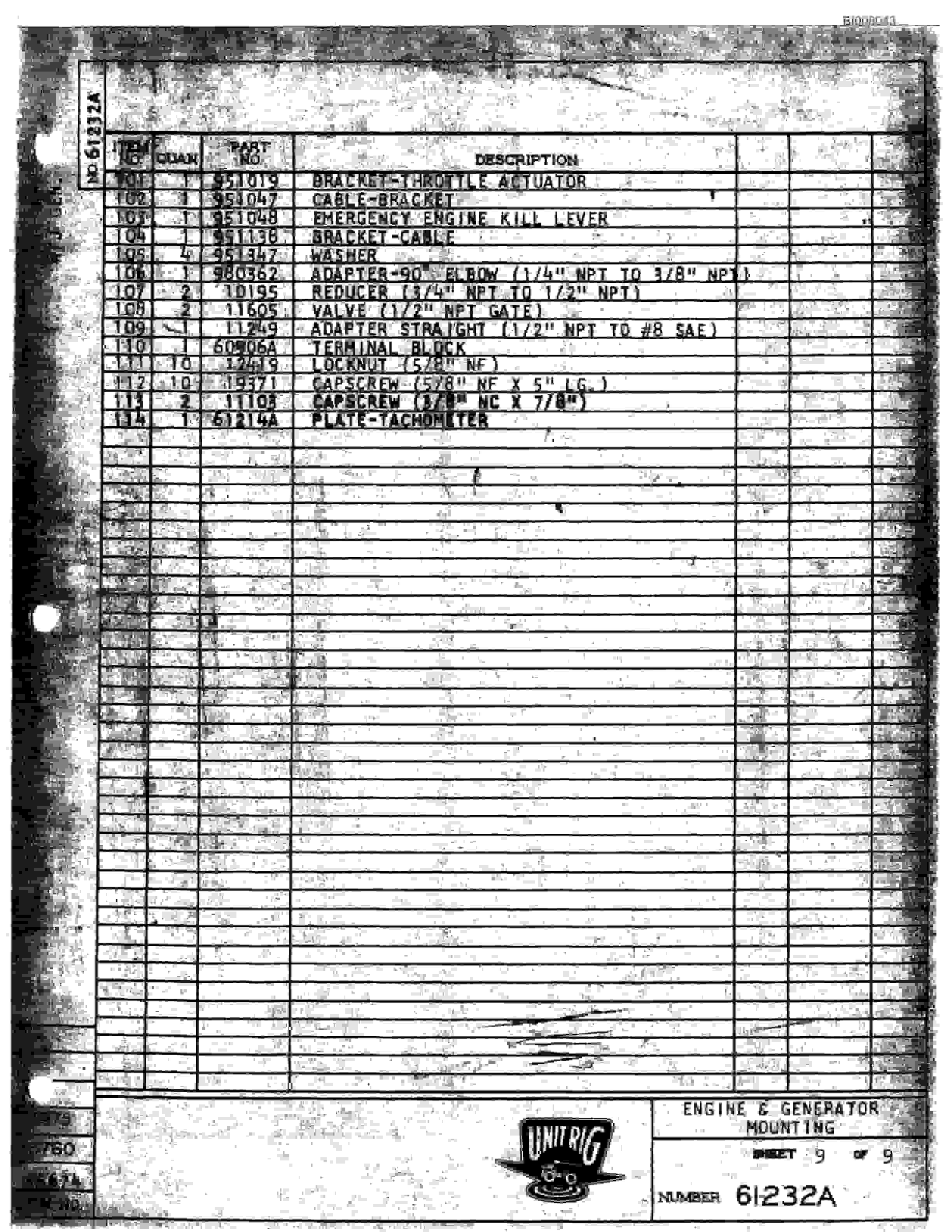 Bucyrus M-100 Assembly Parts Catalog BI008043-4