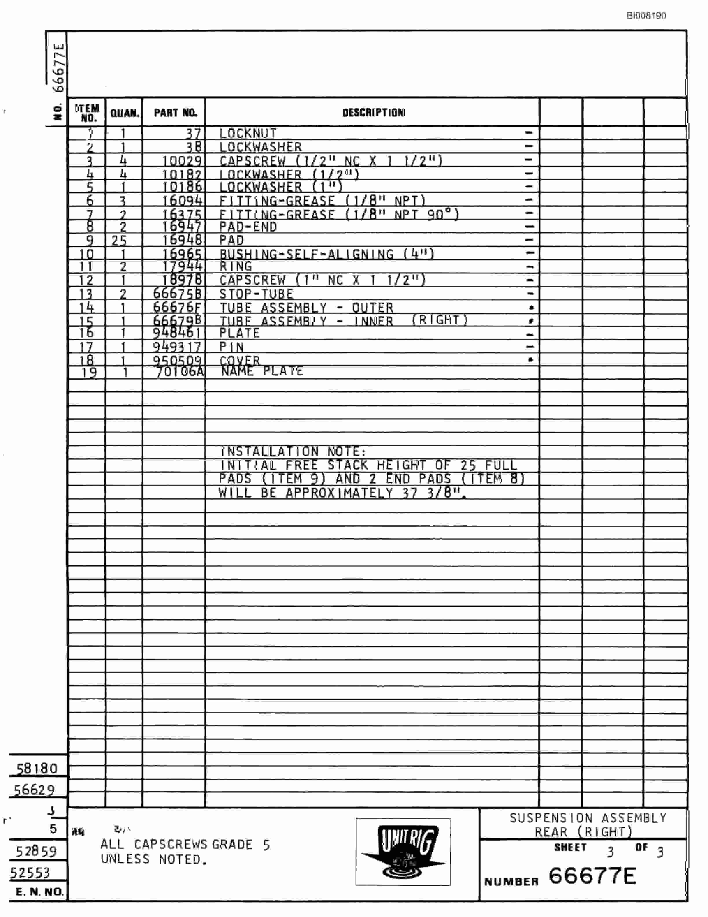 Bucyrus M-100 Assembly Parts Catalog BI008190-2