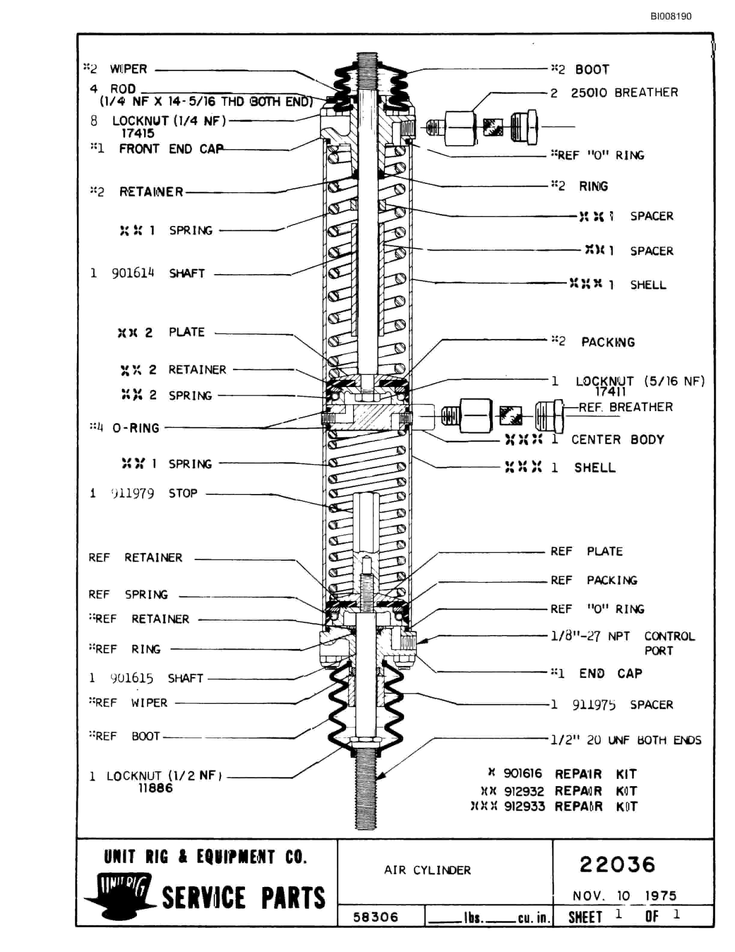Bucyrus M-100 Assembly Parts Catalog BI008190-5