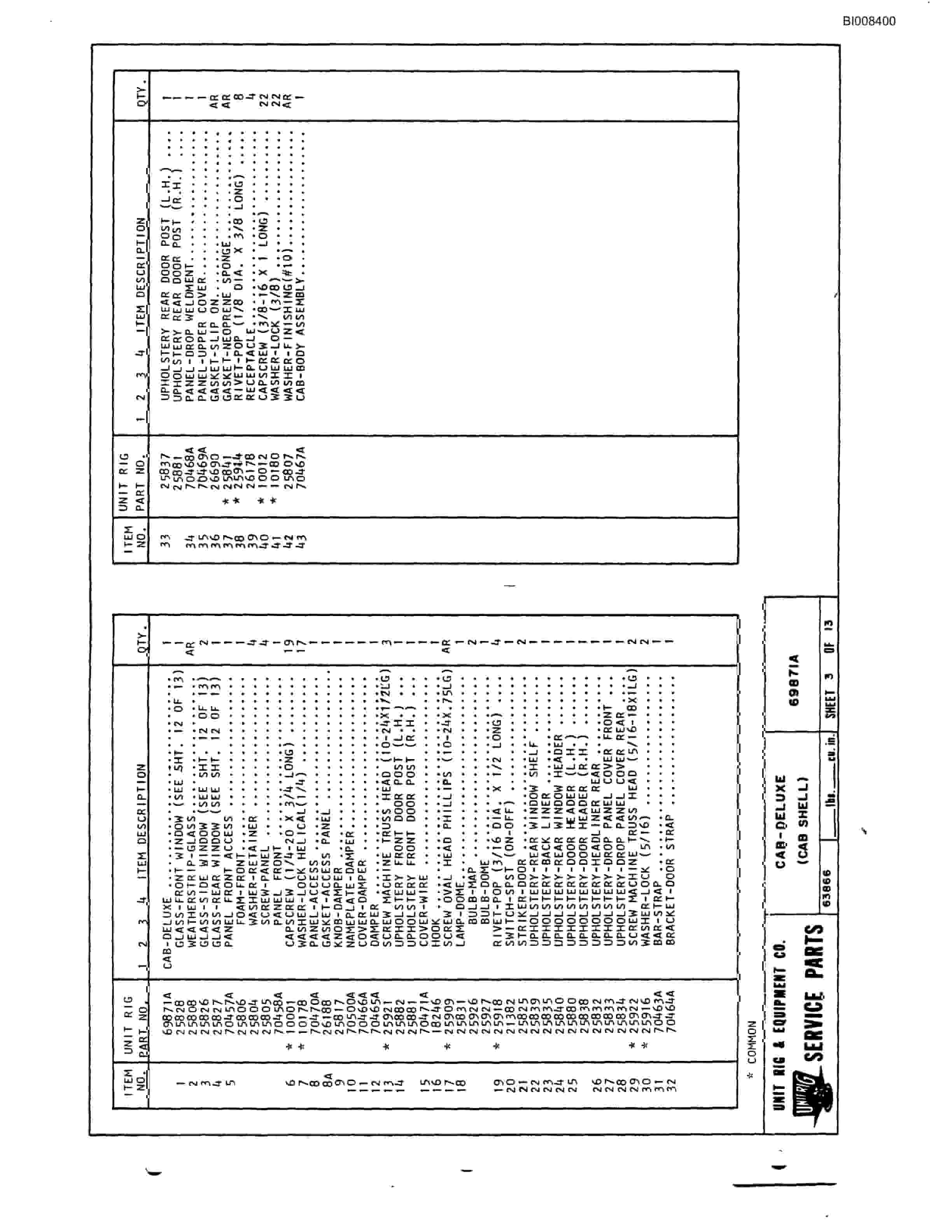 Bucyrus M-100 Assembly Parts Catalog BI008400-4