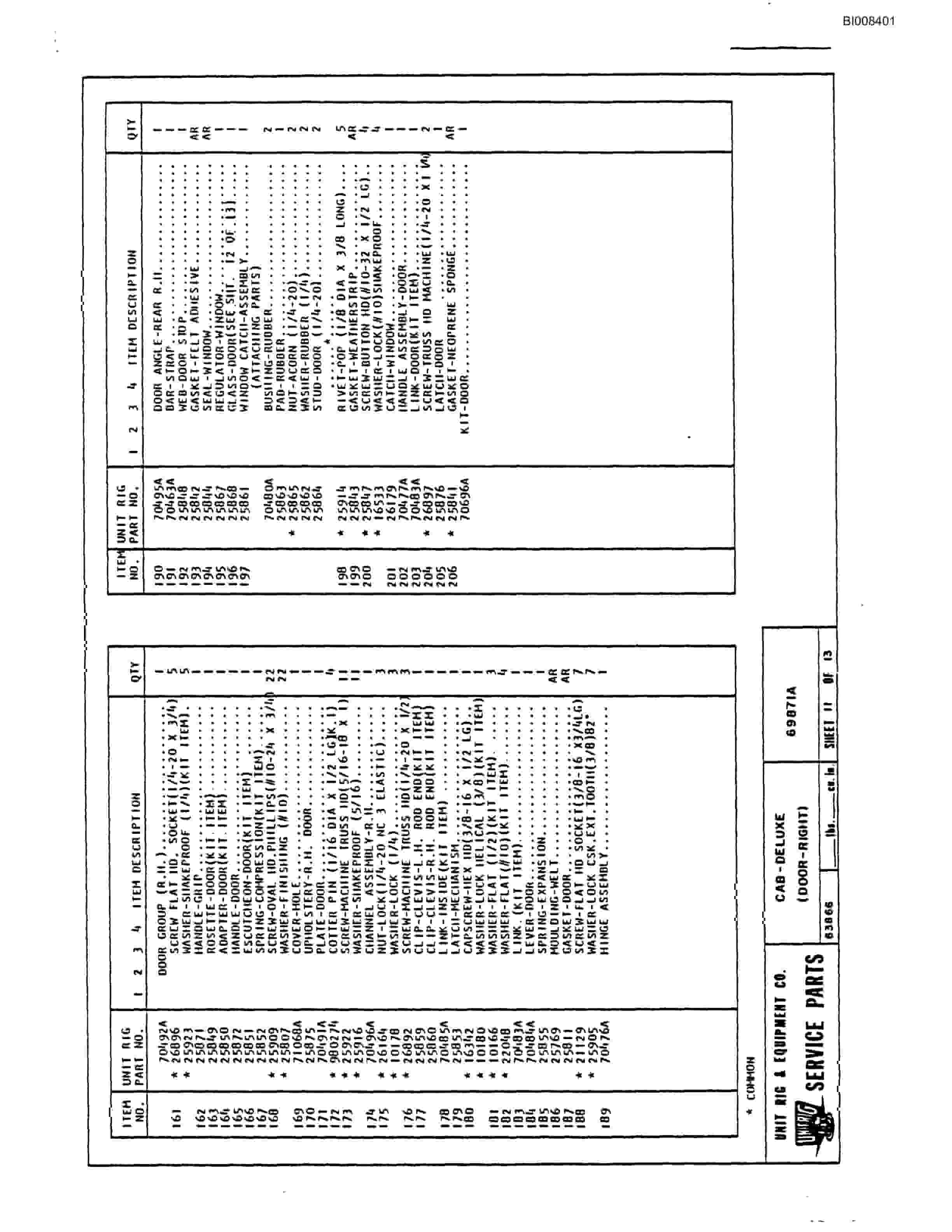 Bucyrus M-100 Assembly Parts Catalog BI008401-5