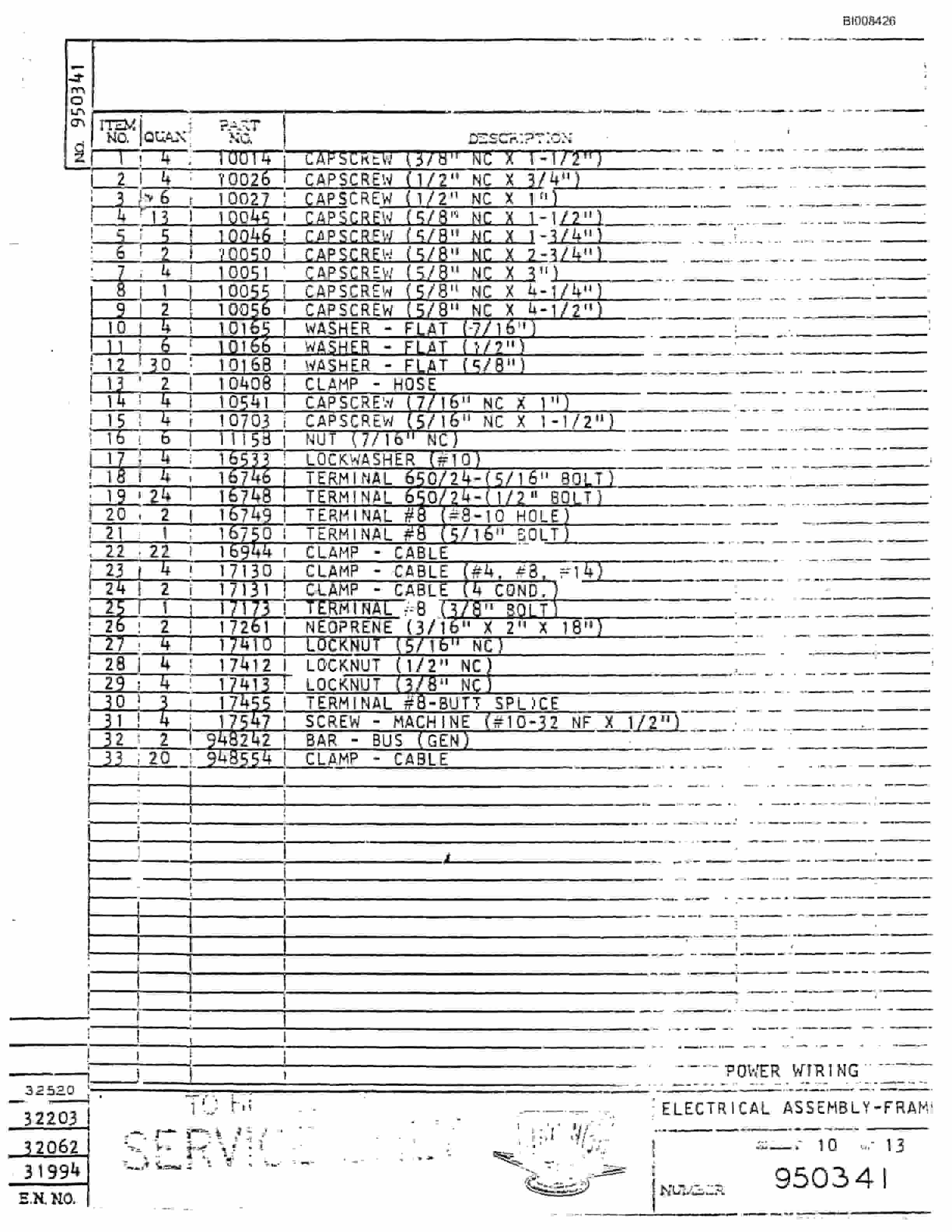 Bucyrus M-100 Assembly Parts Catalog BI008426-3