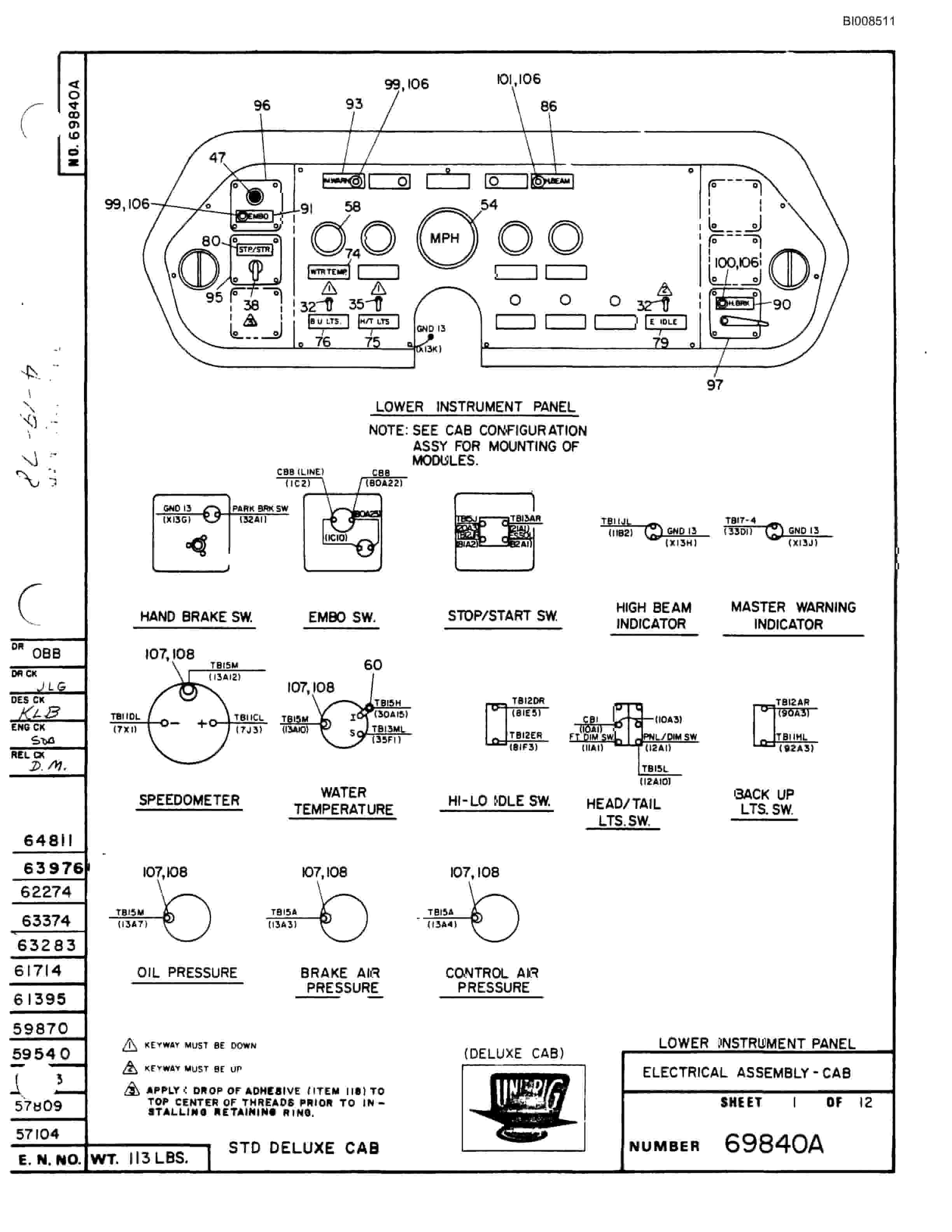 Bucyrus M-100 Assembly Parts Catalog BI008511-2