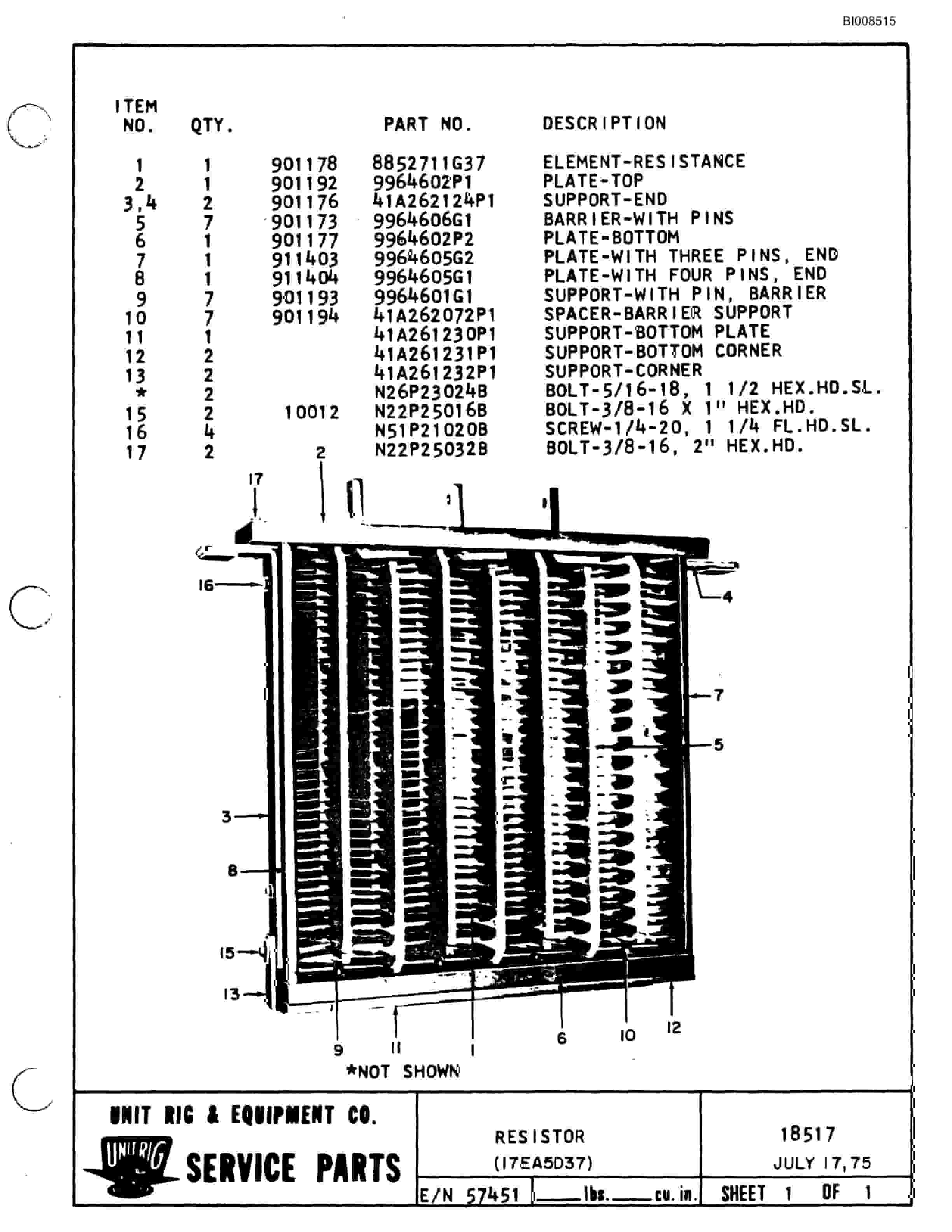 Bucyrus M-100 Assembly Parts Catalog BI008515-3