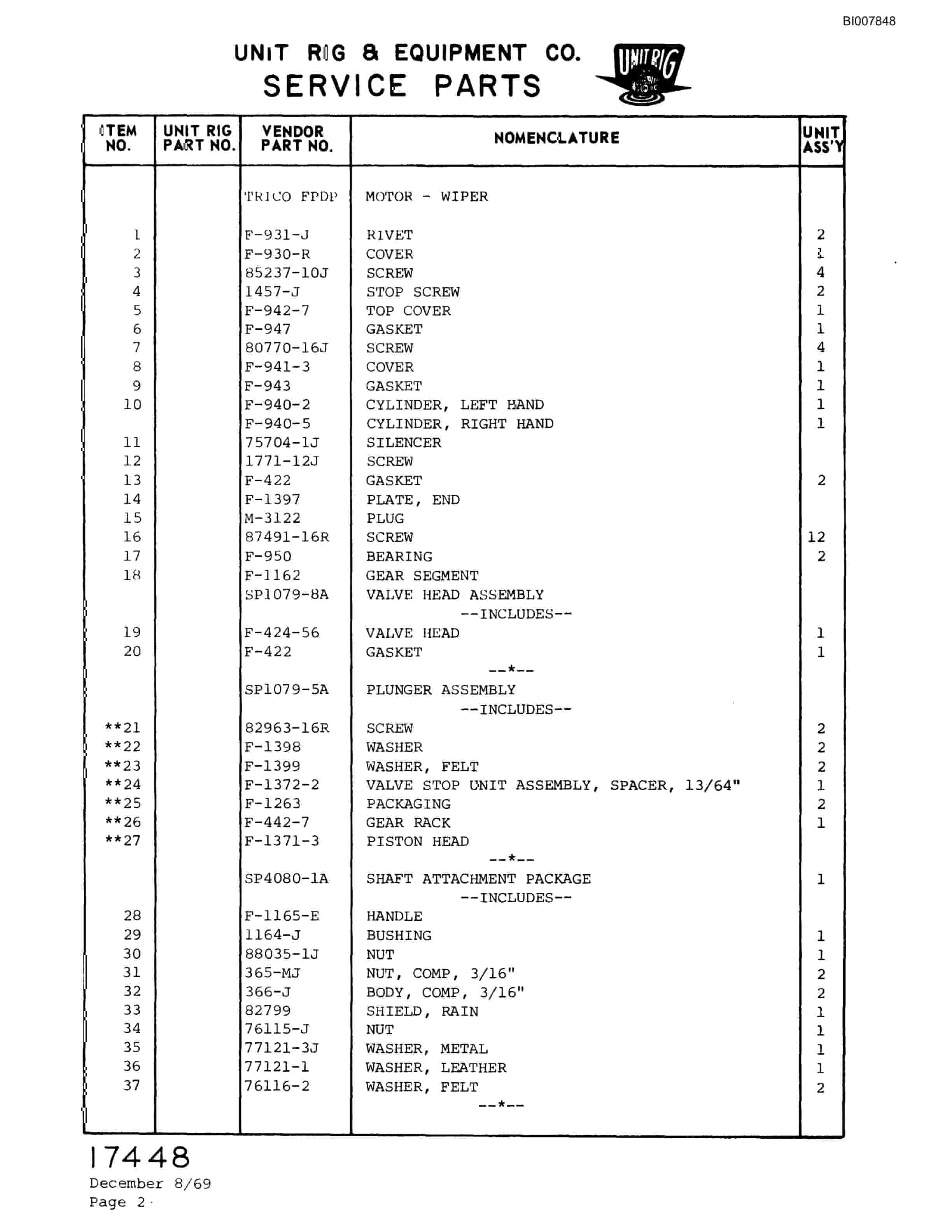 Bucyrus M-100 Illustrated Parts Catalog BI007848-4
