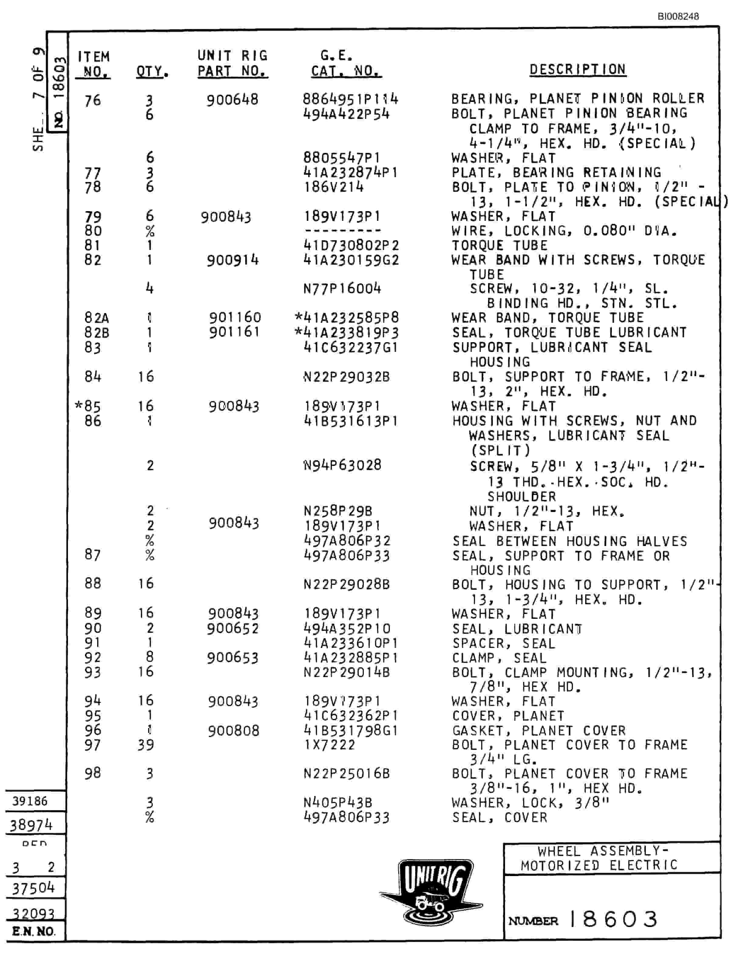 Bucyrus M-100 Illustrated Parts Catalog BI008248-4