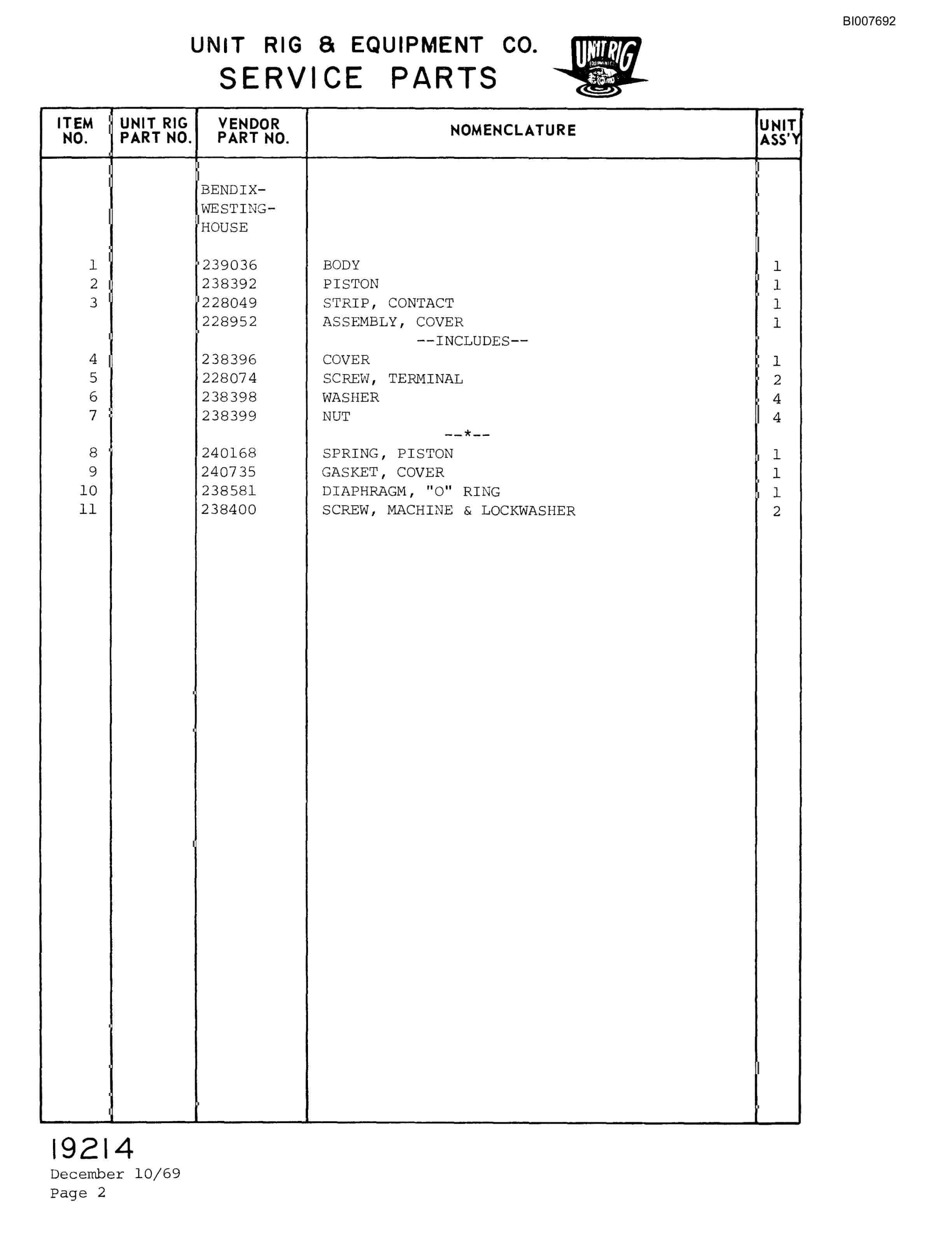 Bucyrus M-100 Parts Catalog BI007692-5