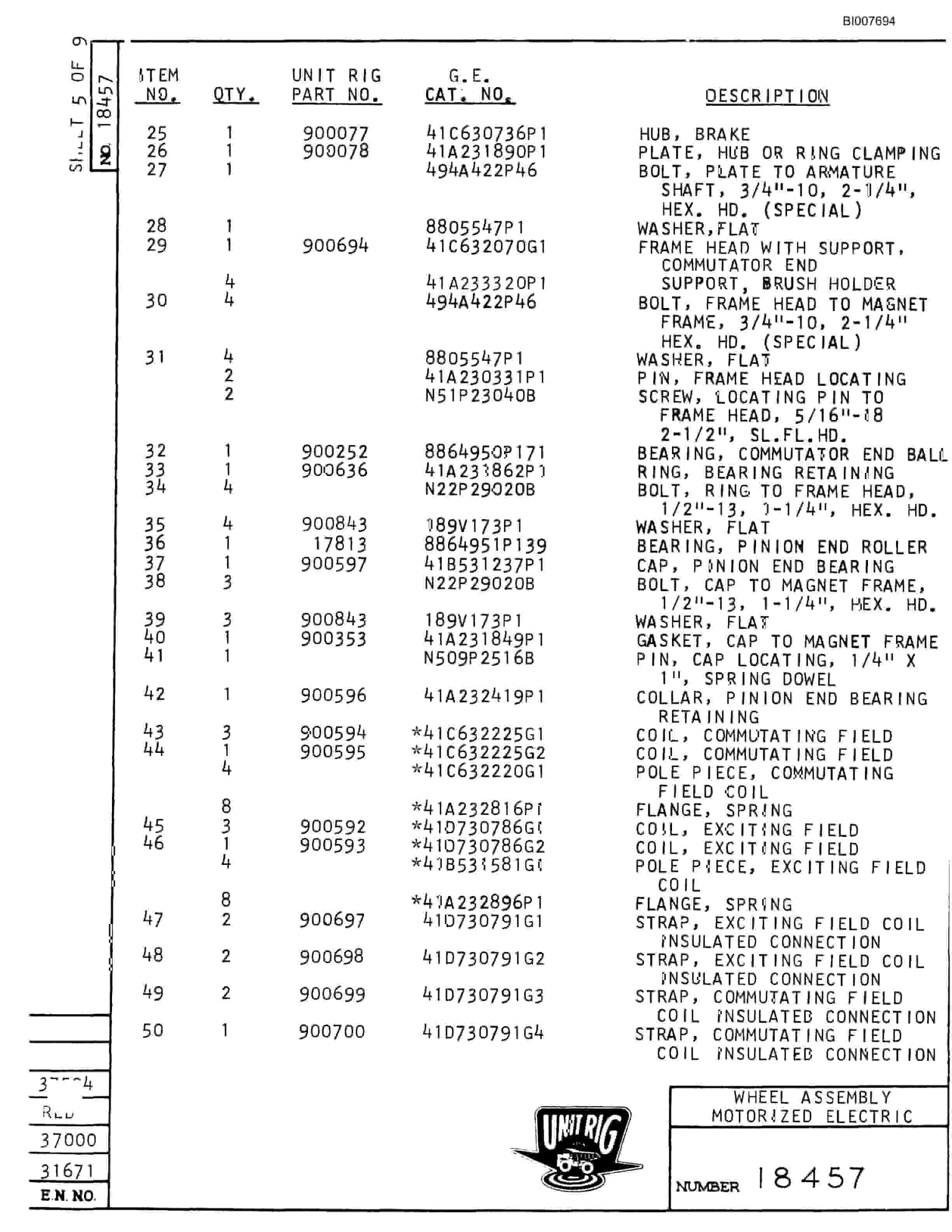 Bucyrus M-100 Parts Catalog BI007694-4