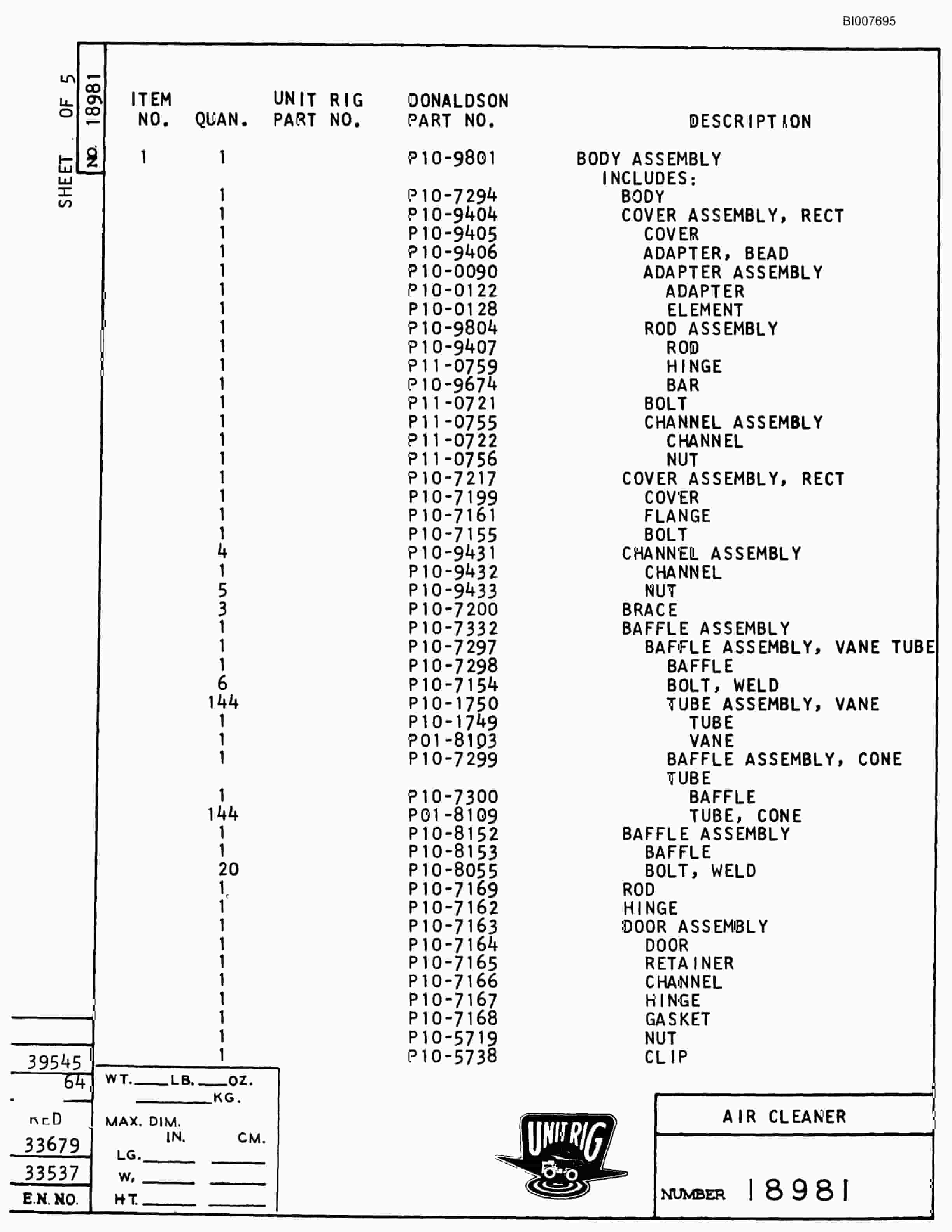 Bucyrus M-100 Parts Catalog BI007695-5