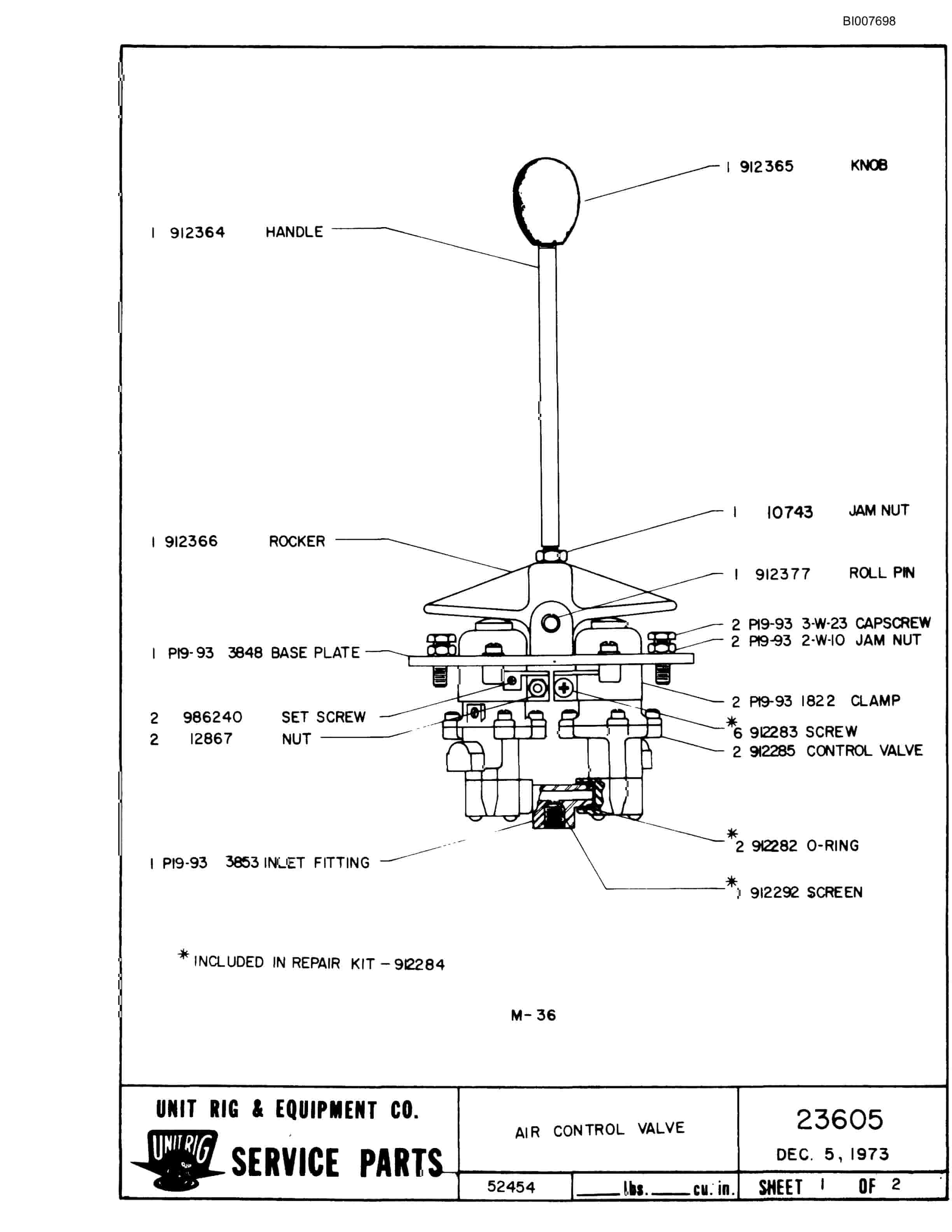 Bucyrus M-100 Parts Catalog BI007698-5