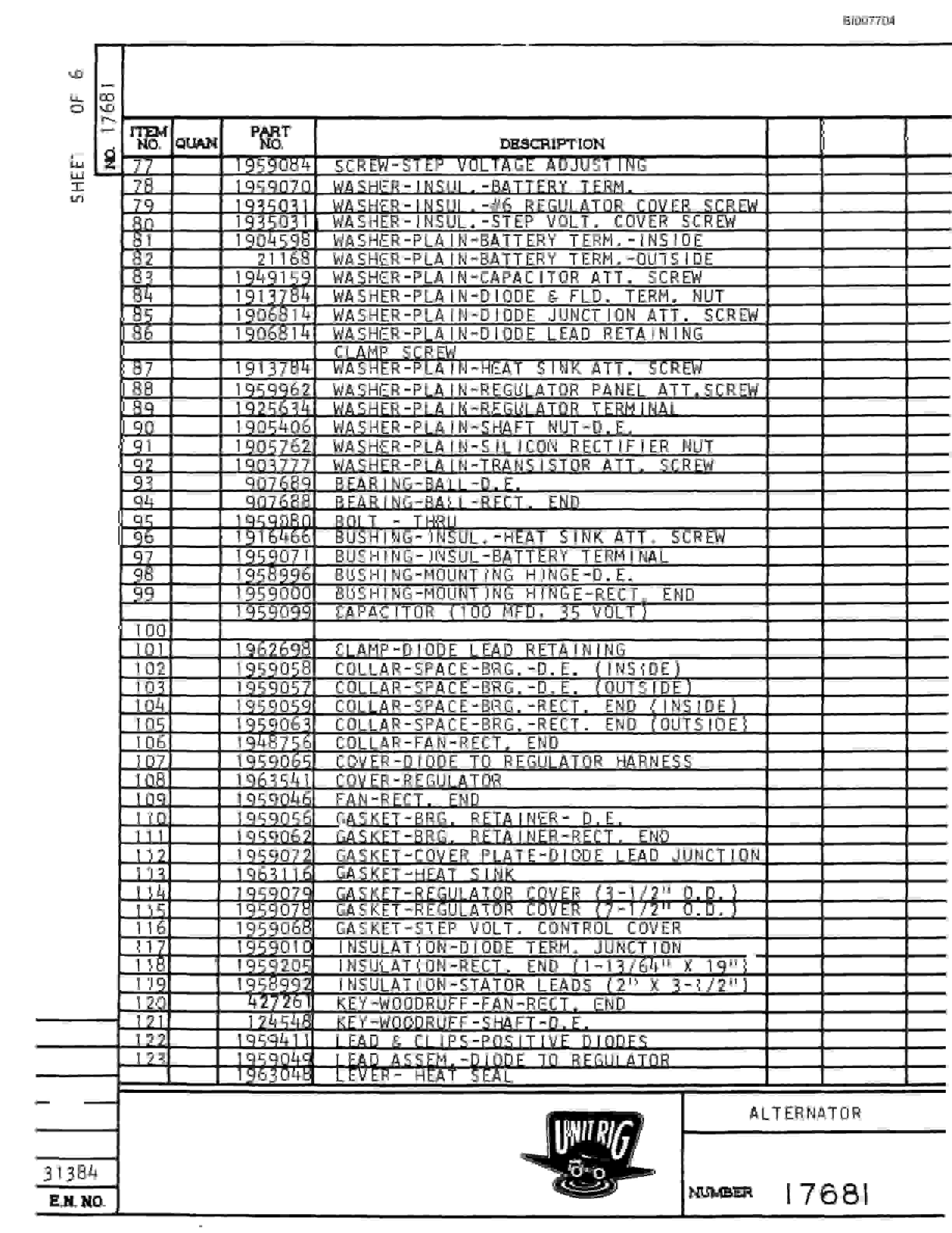 Bucyrus M-100 Parts Catalog BI007704-3