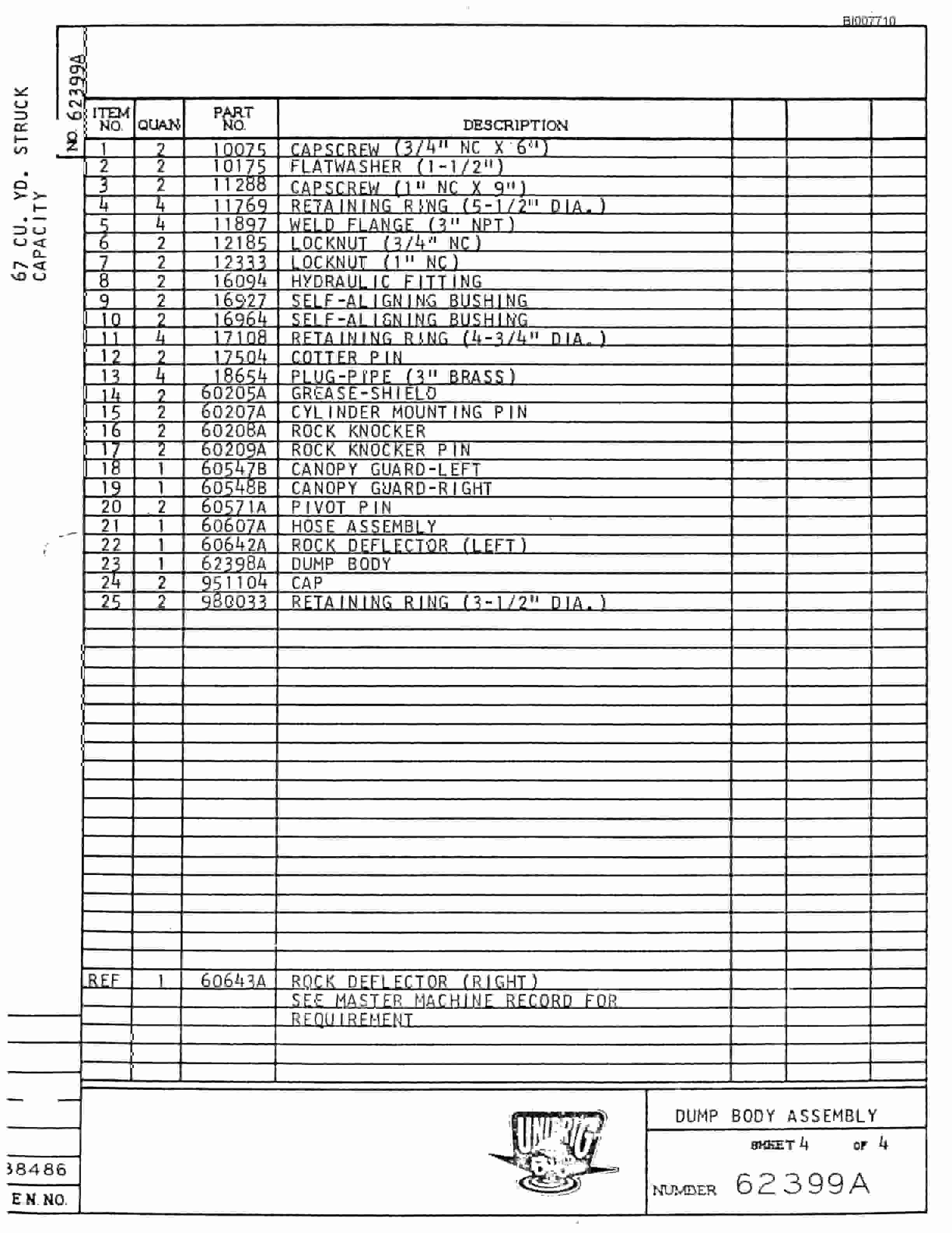 Bucyrus M-100 Parts Catalog BI007710-2