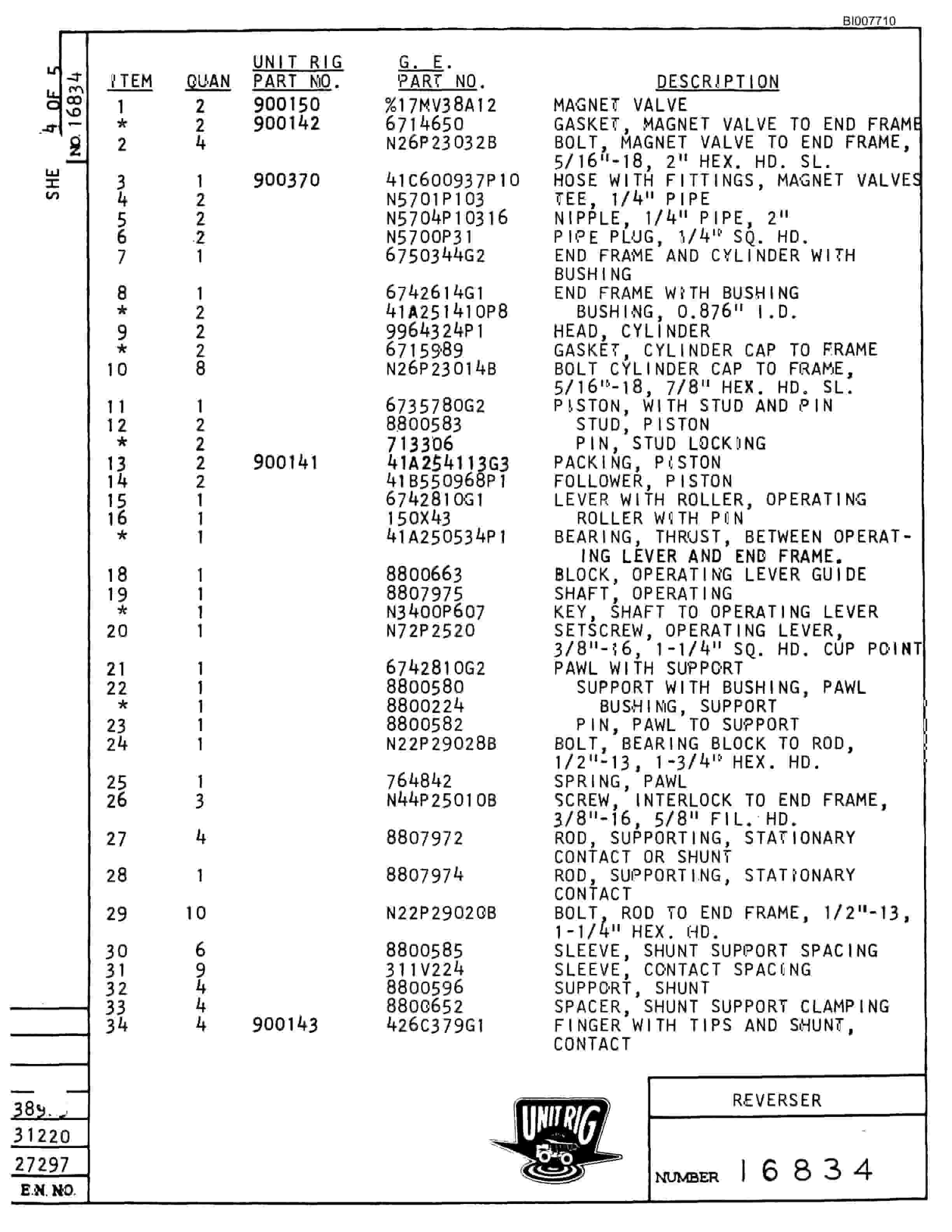 Bucyrus M-100 Parts Catalog BI007710-3