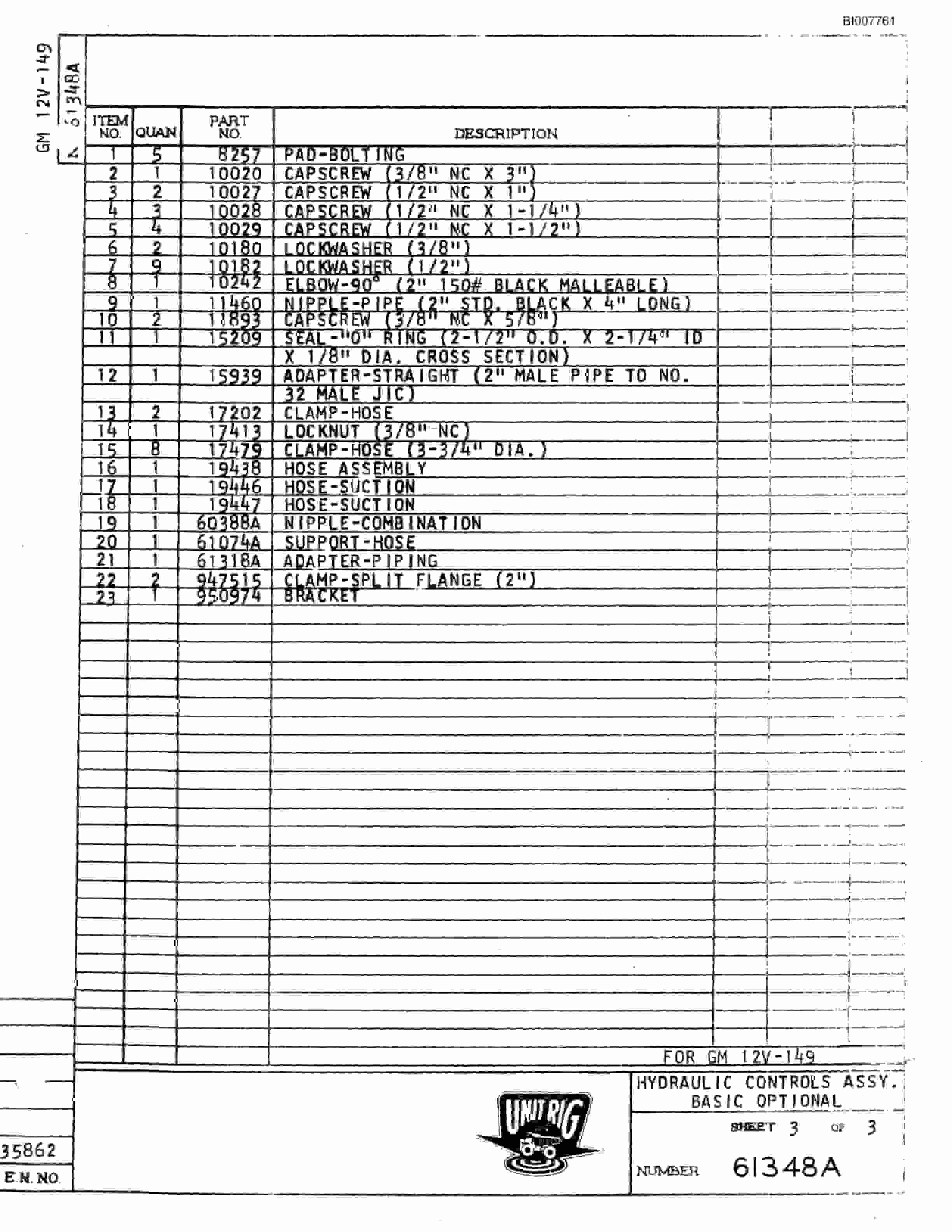 Bucyrus M-100 Parts Catalog BI007761-2