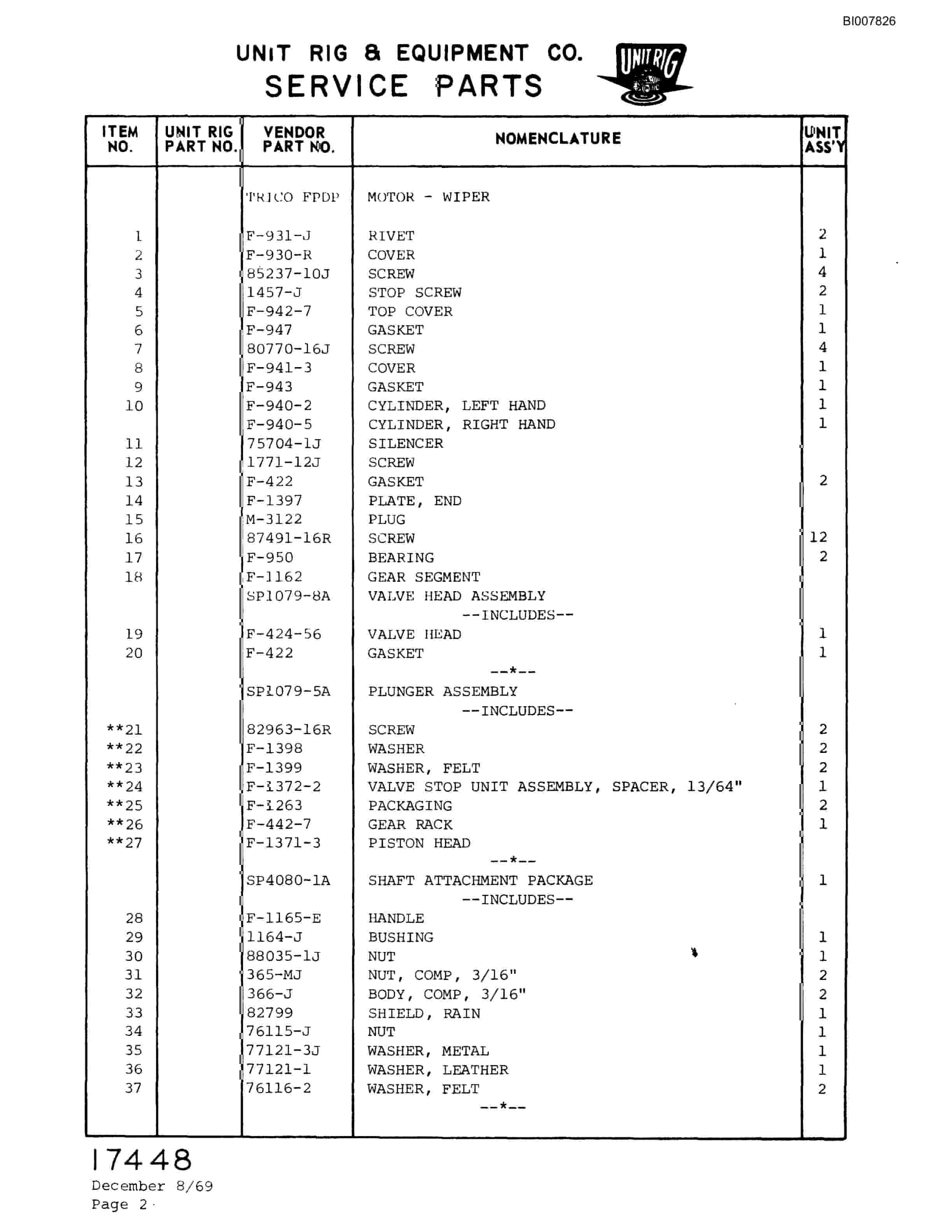 Bucyrus M-100 Parts Catalog BI007826-5