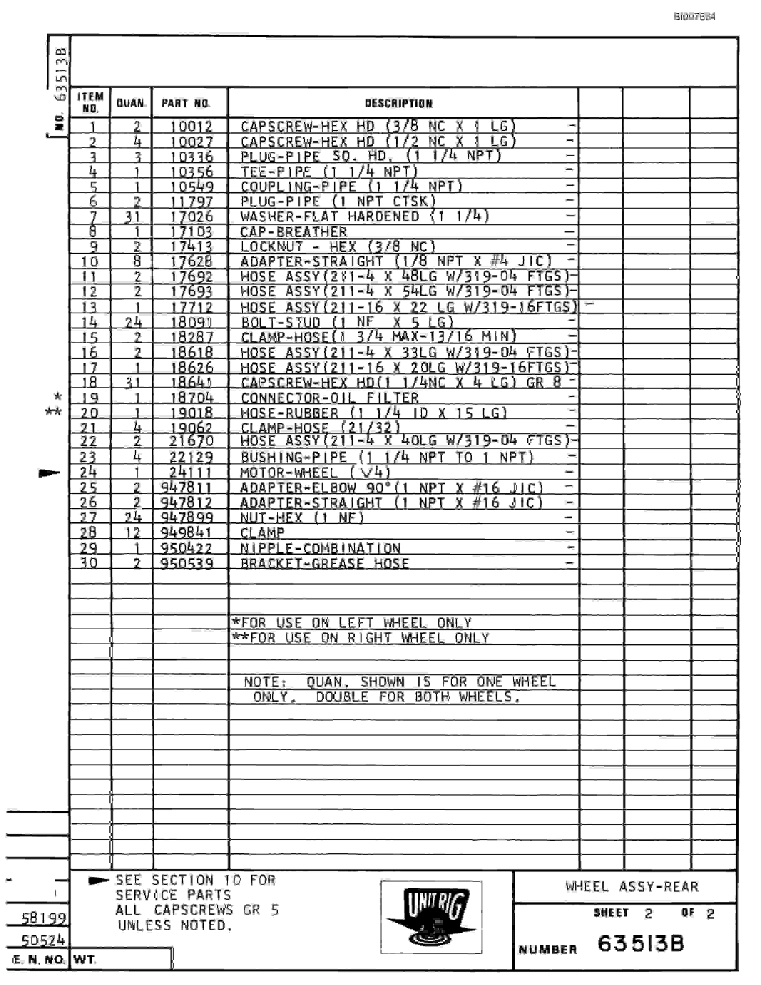 Bucyrus M-100 Parts Catalog BI007864-2