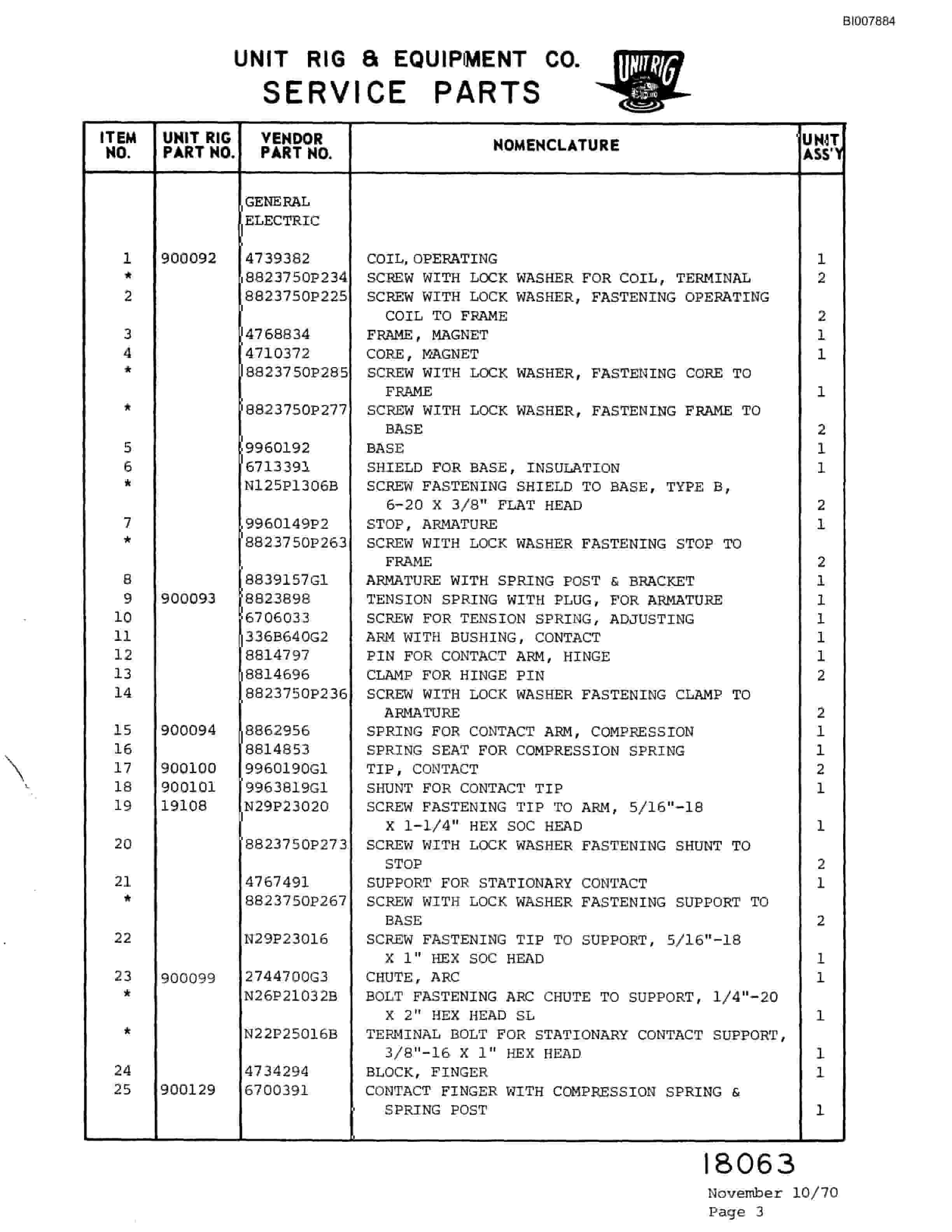 Bucyrus M-100 Parts Catalog BI007884-4
