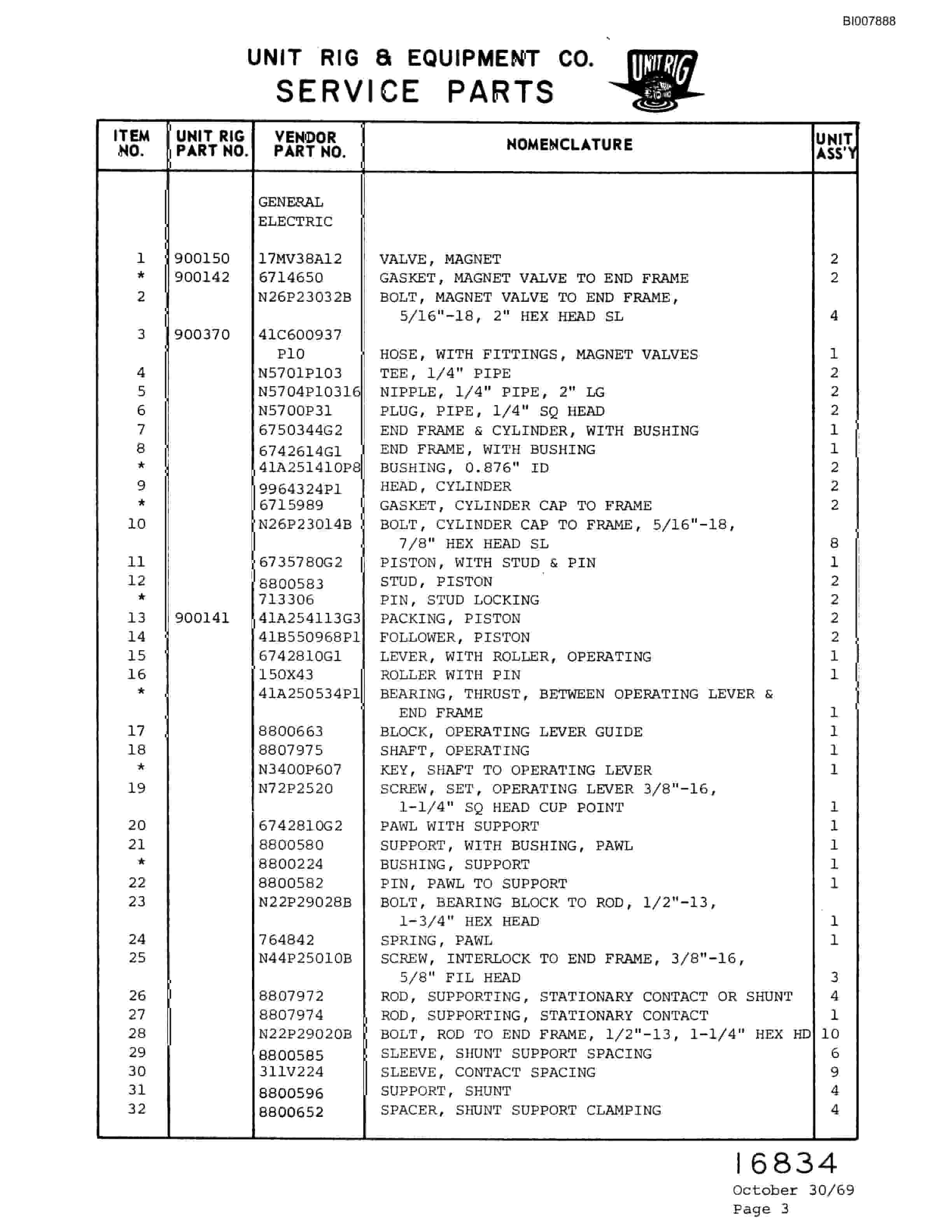 Bucyrus M-100 Parts Catalog BI007888-3