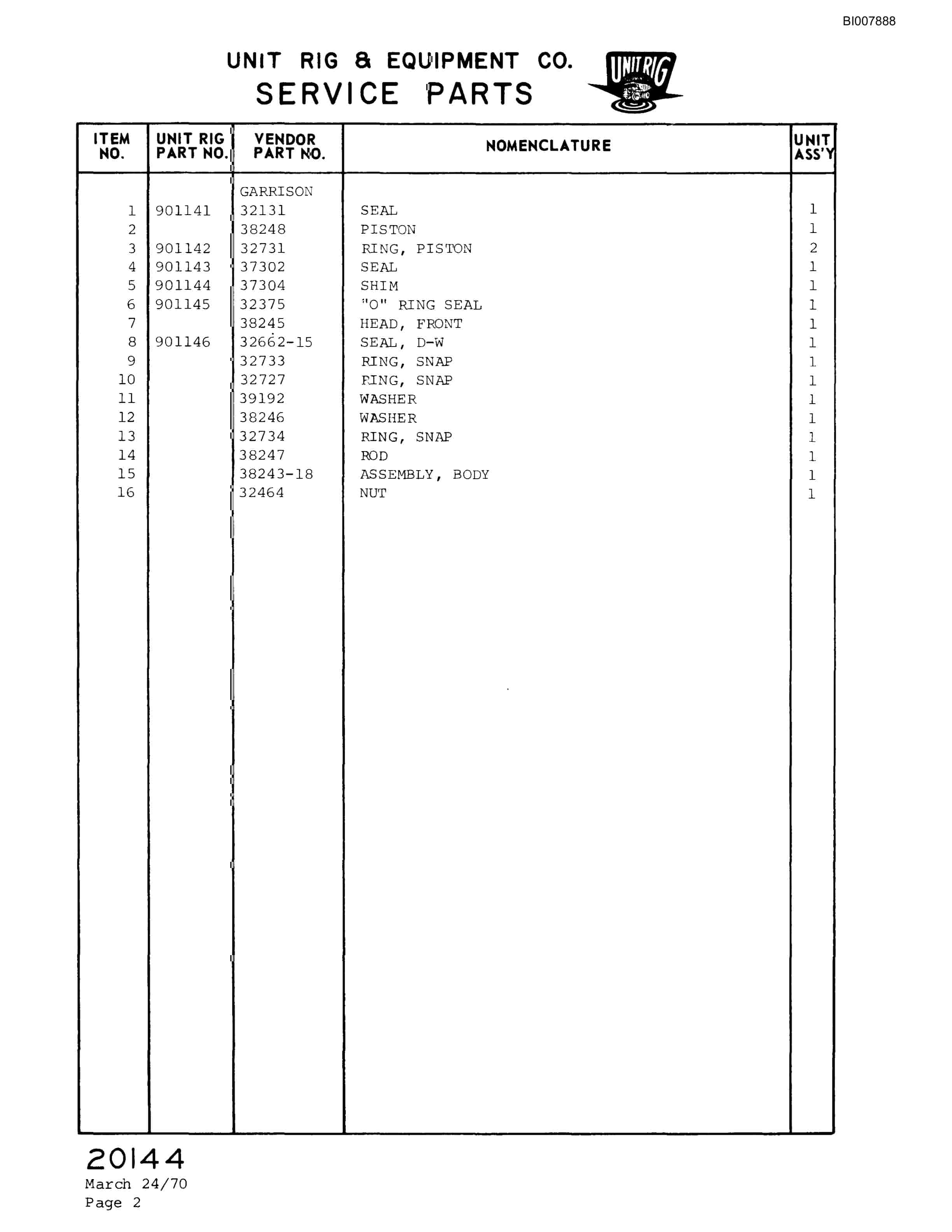 Bucyrus M-100 Parts Catalog BI007888-5