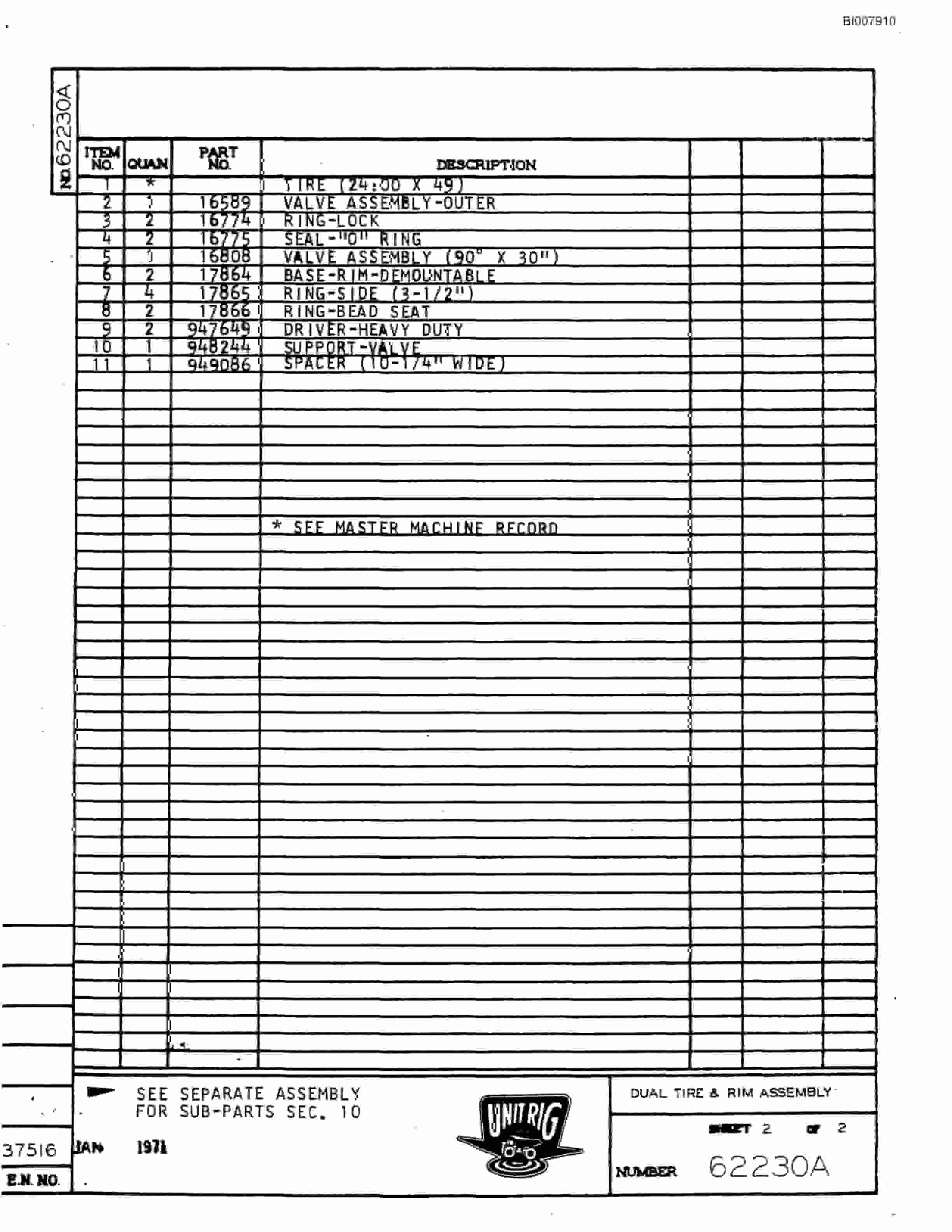 Bucyrus M-100 Parts Catalog BI007910-3