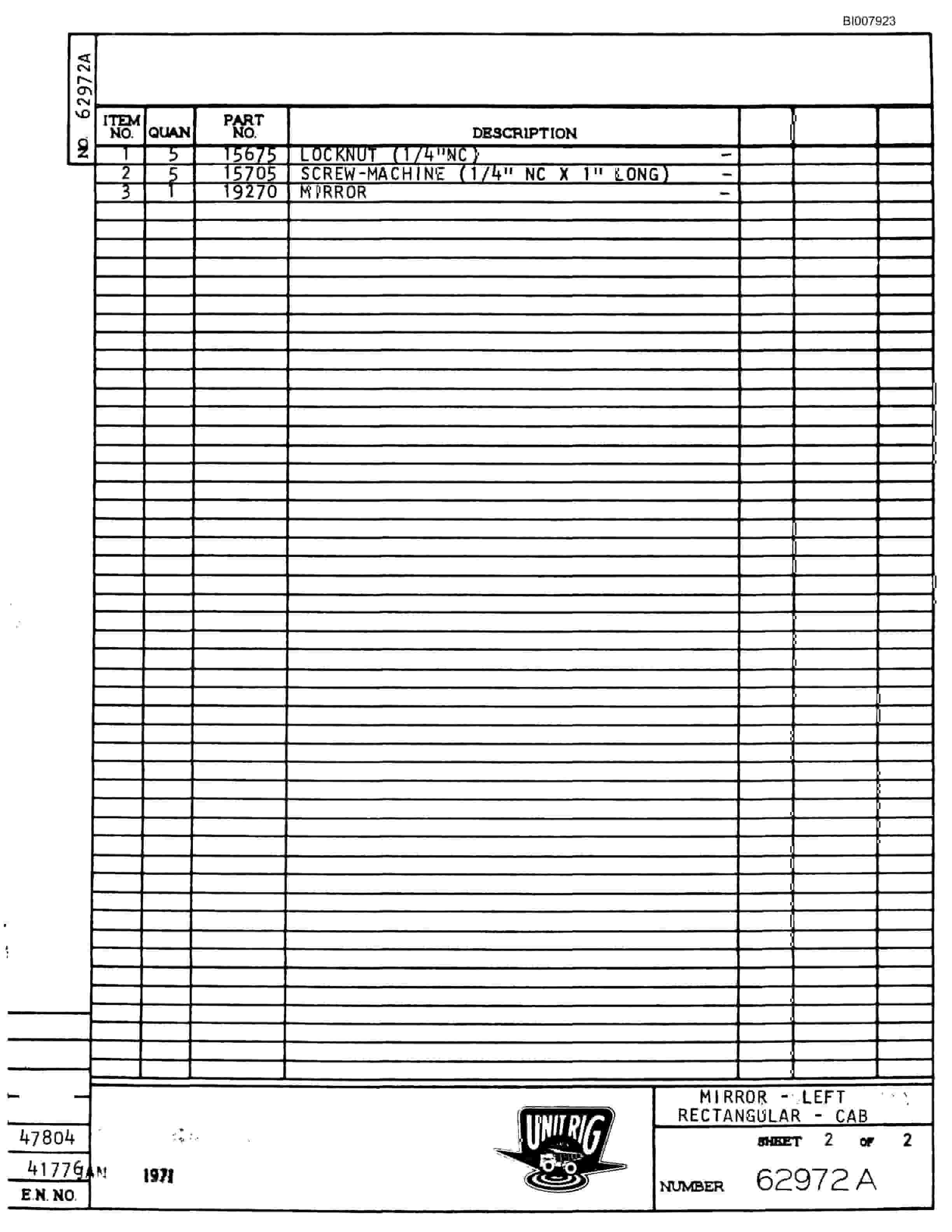 Bucyrus M-100 Parts Catalog BI007923-3
