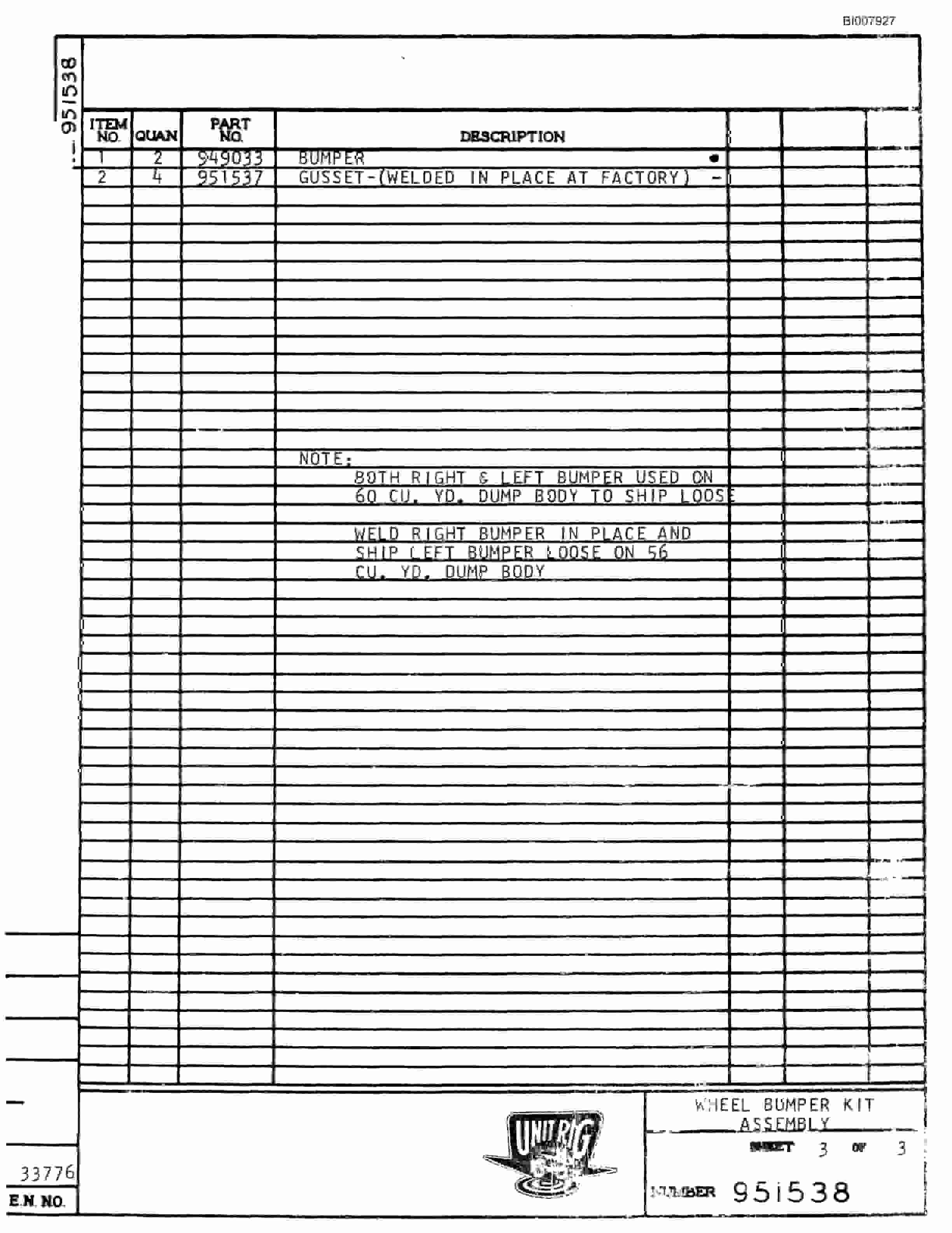 Bucyrus M-100 Parts Catalog BI007927-2