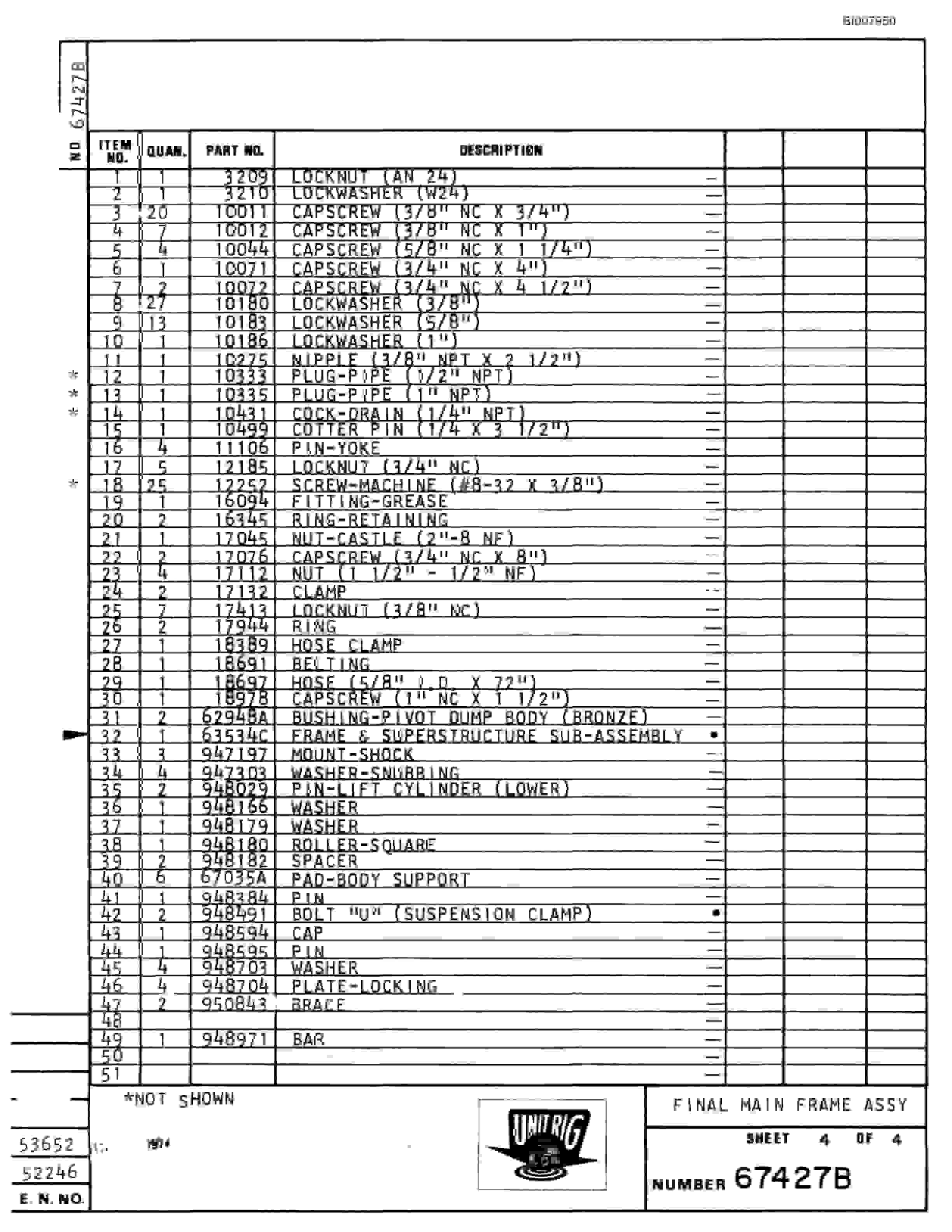 Bucyrus M-100 Parts Catalog BI007950-2