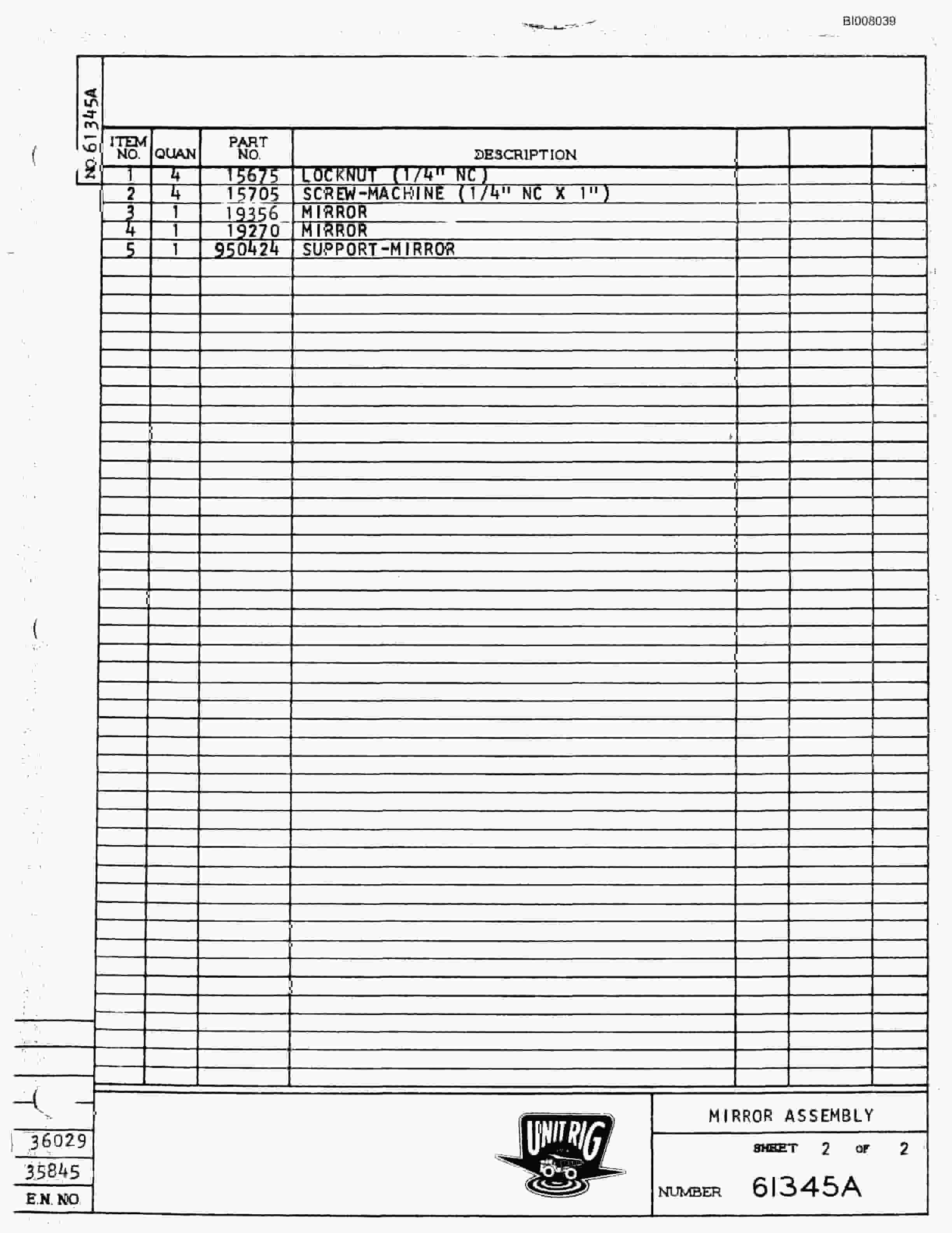 Bucyrus M-100 Parts Catalog BI008039-4