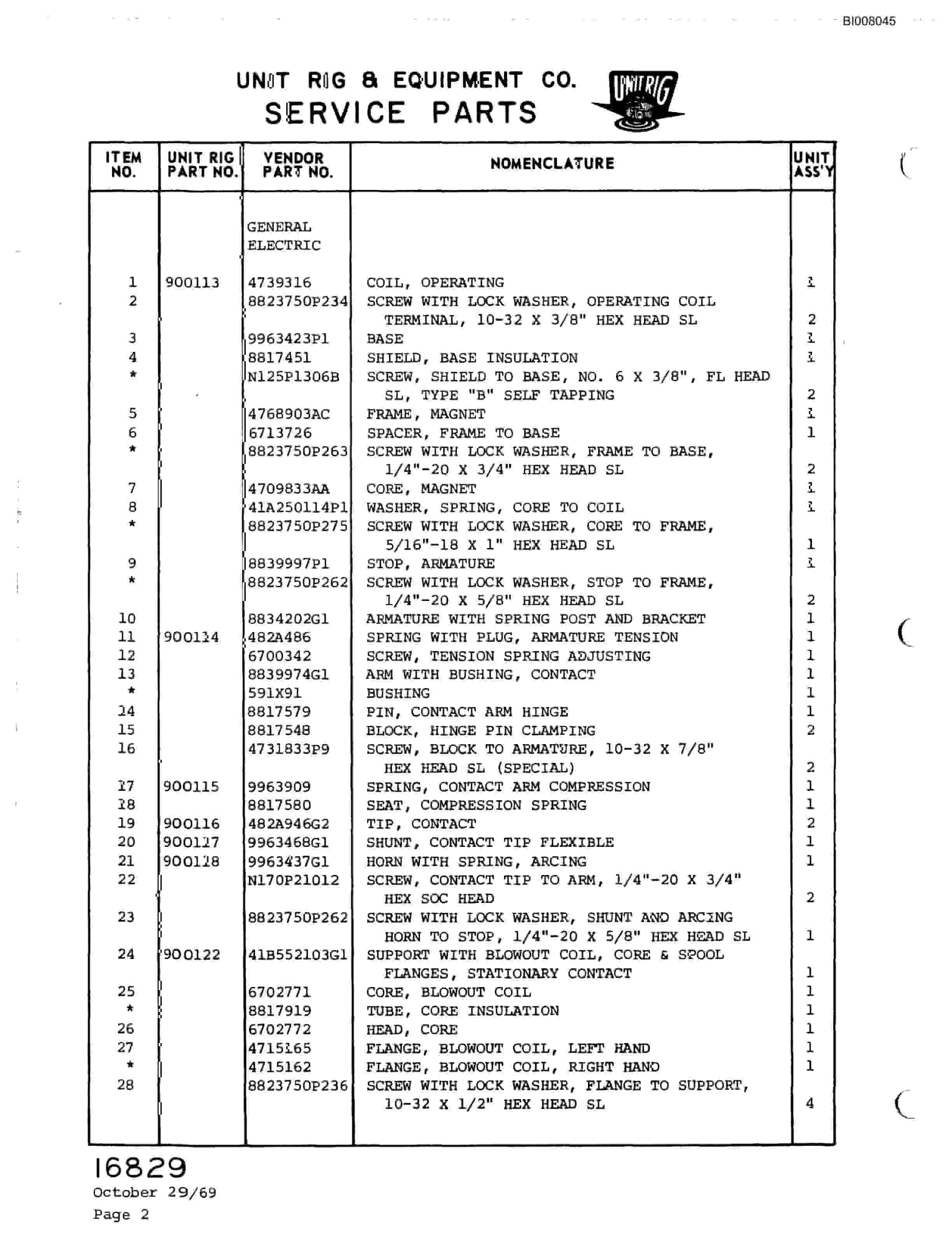 Bucyrus M-100 Parts Catalog BI008045-4