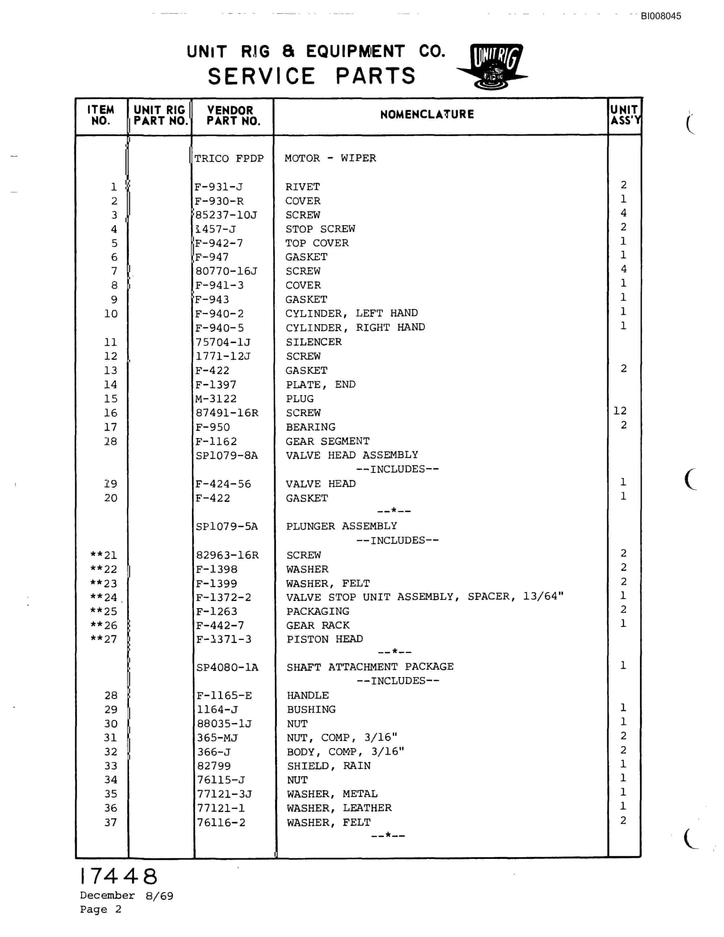 Bucyrus M-100 Parts Catalog BI008045-5