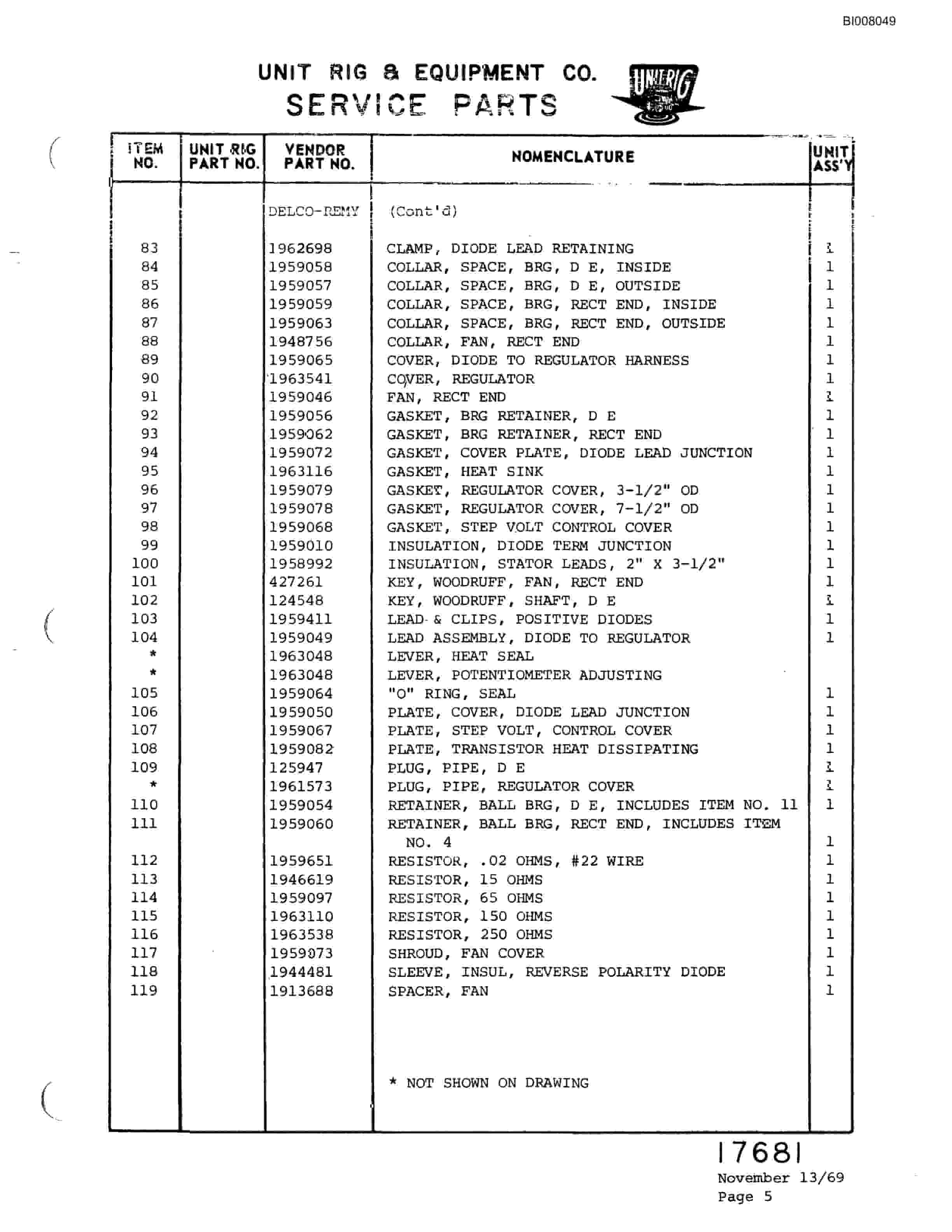 Bucyrus M-100 Parts Catalog BI008049-4