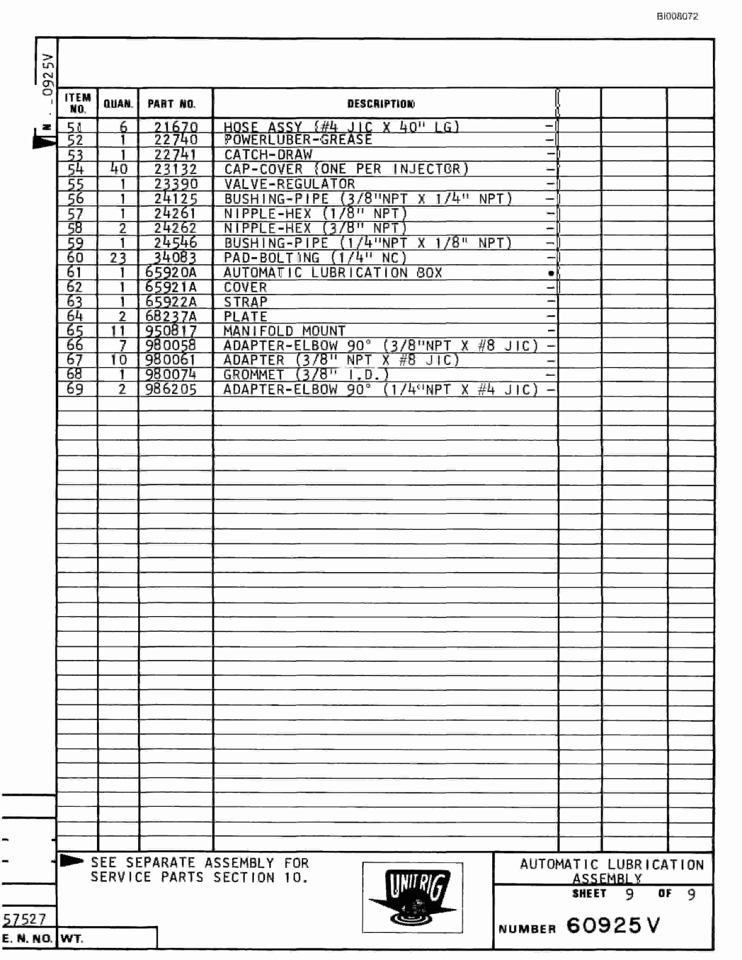 Bucyrus M-100 Parts Catalog BI008072-3