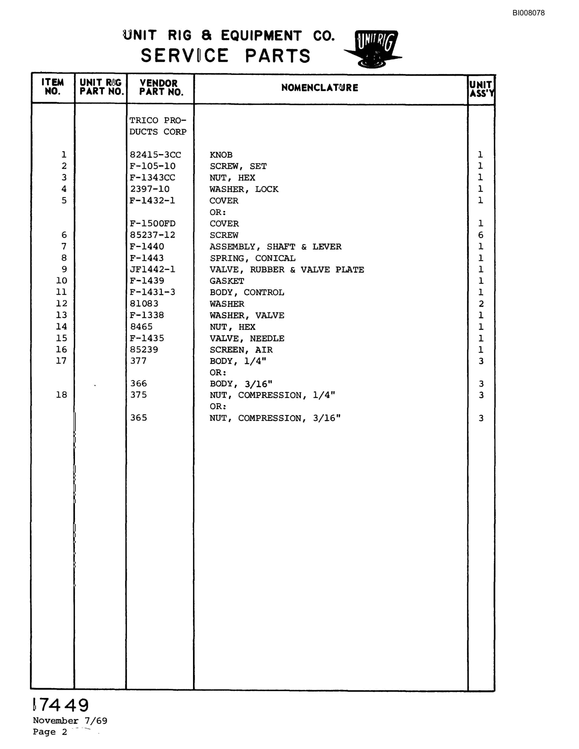 Bucyrus M-100 Parts Catalog BI008078-5