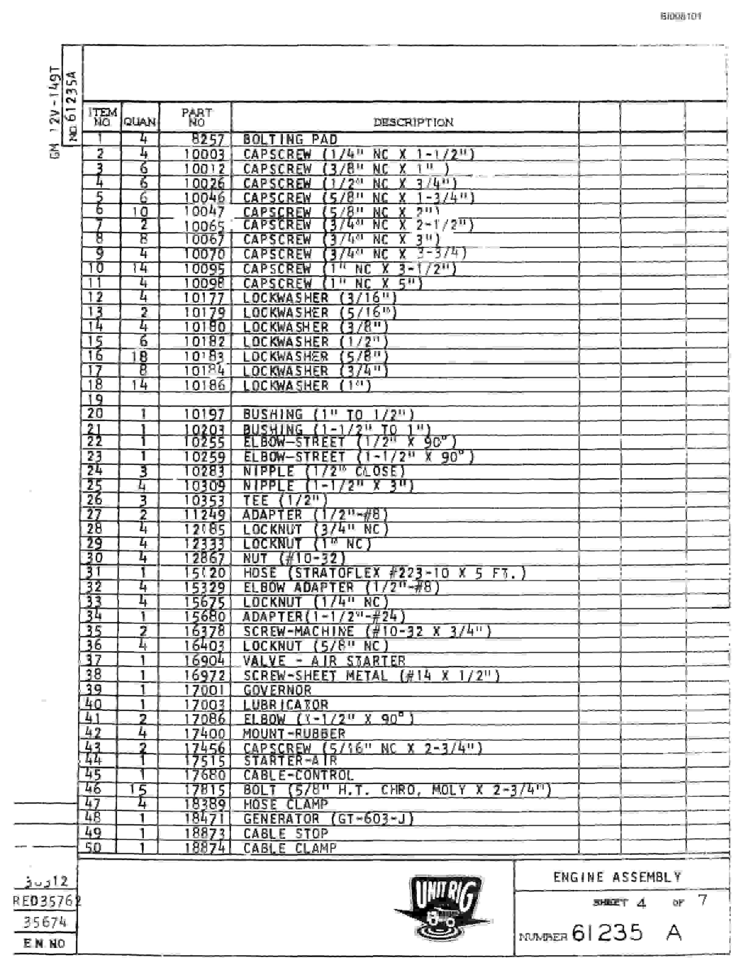 Bucyrus M-100 Parts Catalog BI008101-3