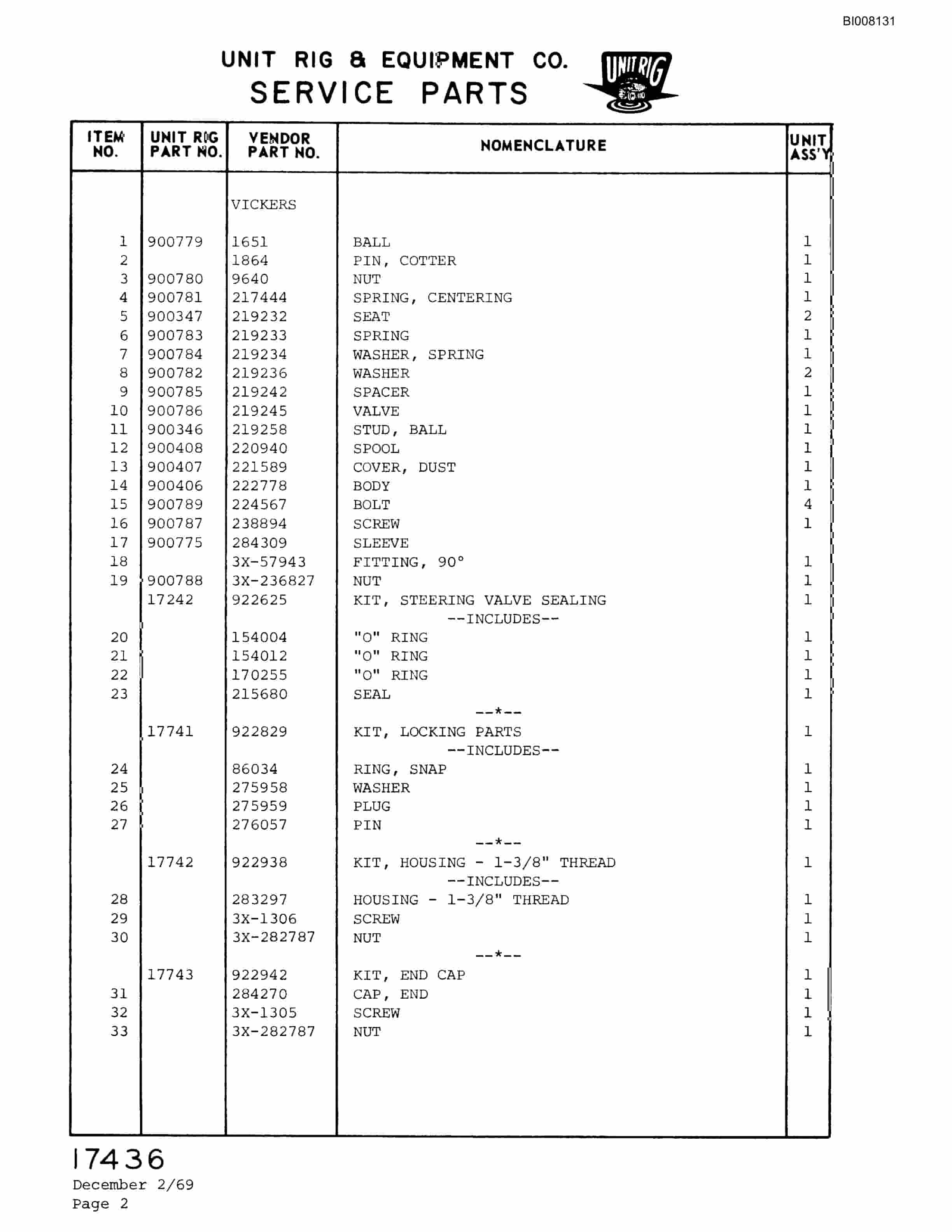 Bucyrus M-100 Parts Catalog BI008131-5