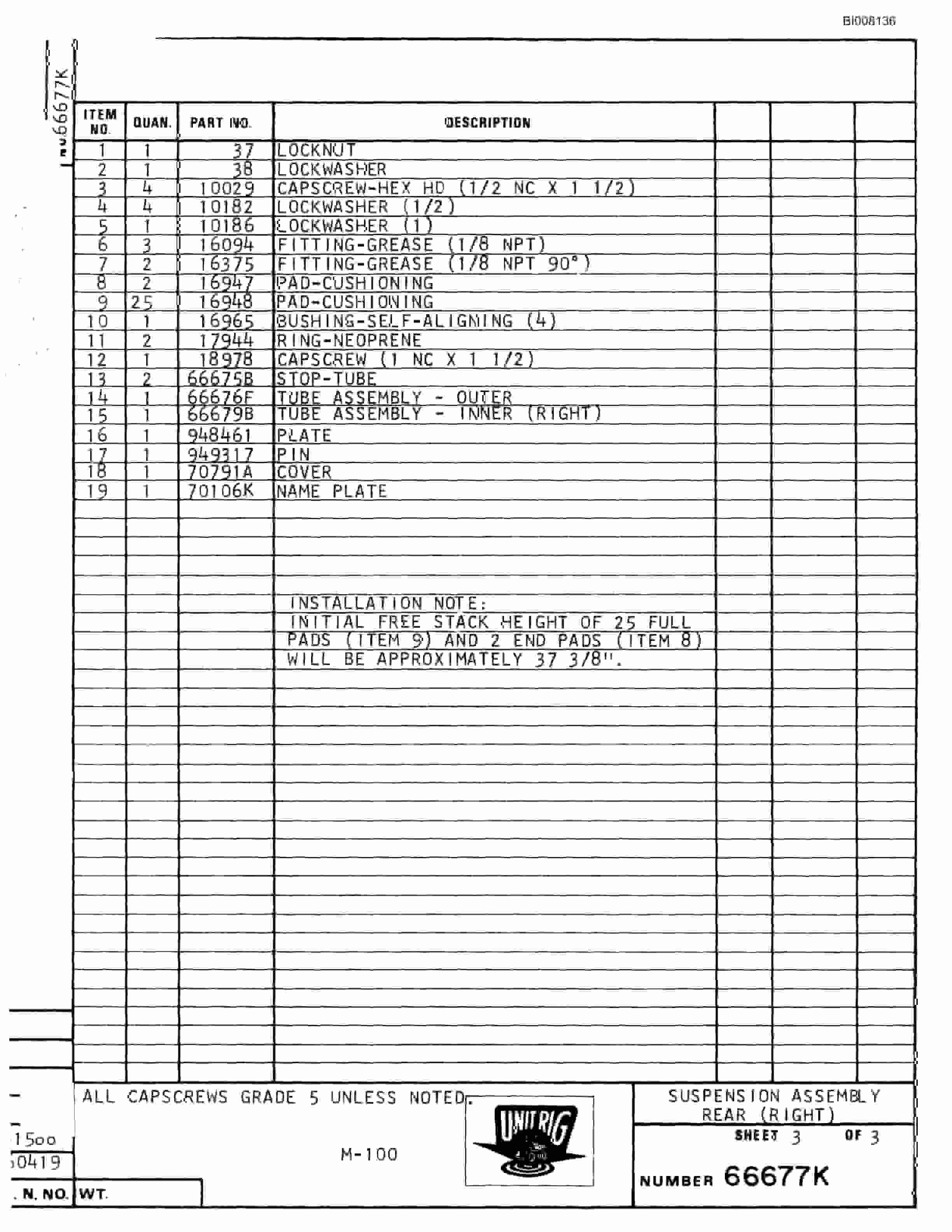 Bucyrus M-100 Parts Catalog BI008136-2