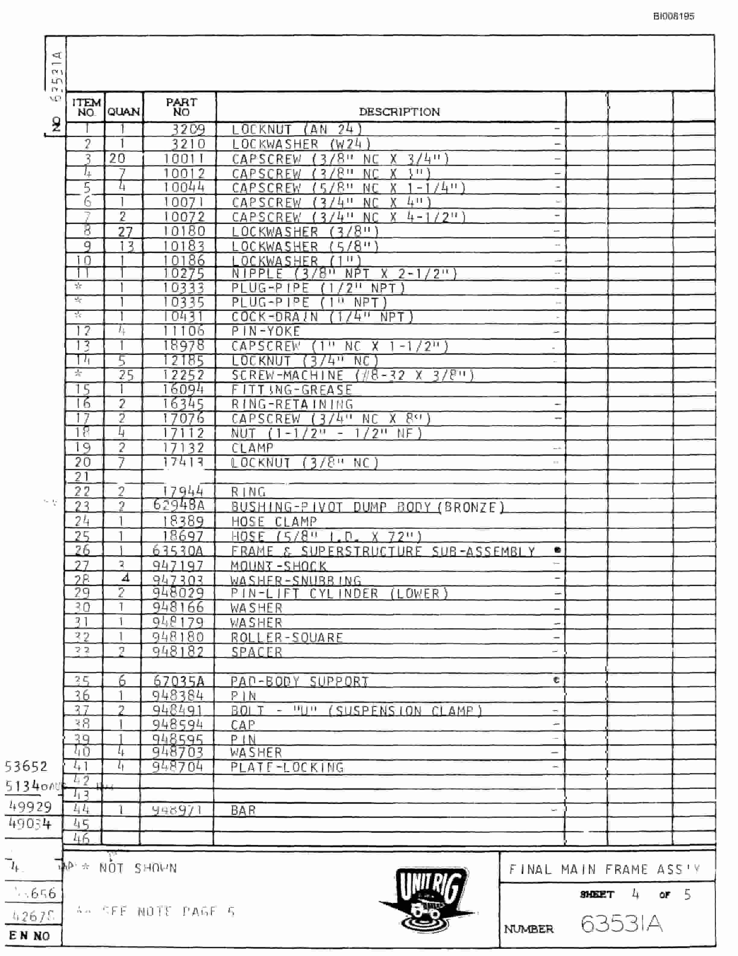 Bucyrus M-100 Parts Catalog BI008195-2
