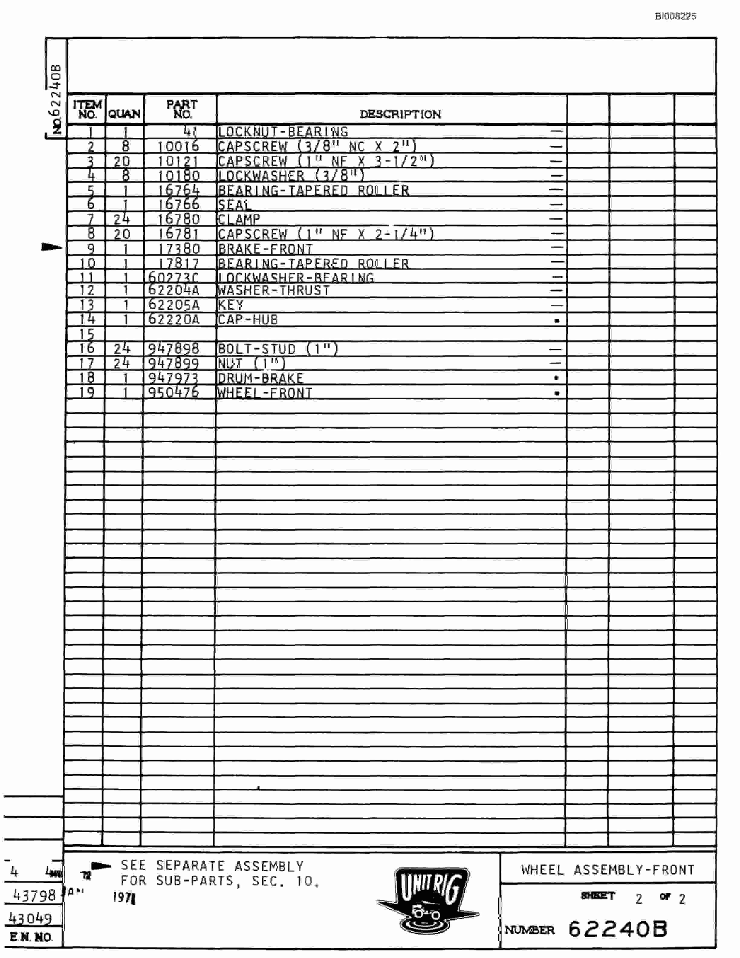 Bucyrus M-100 Parts Catalog BI008225-2
