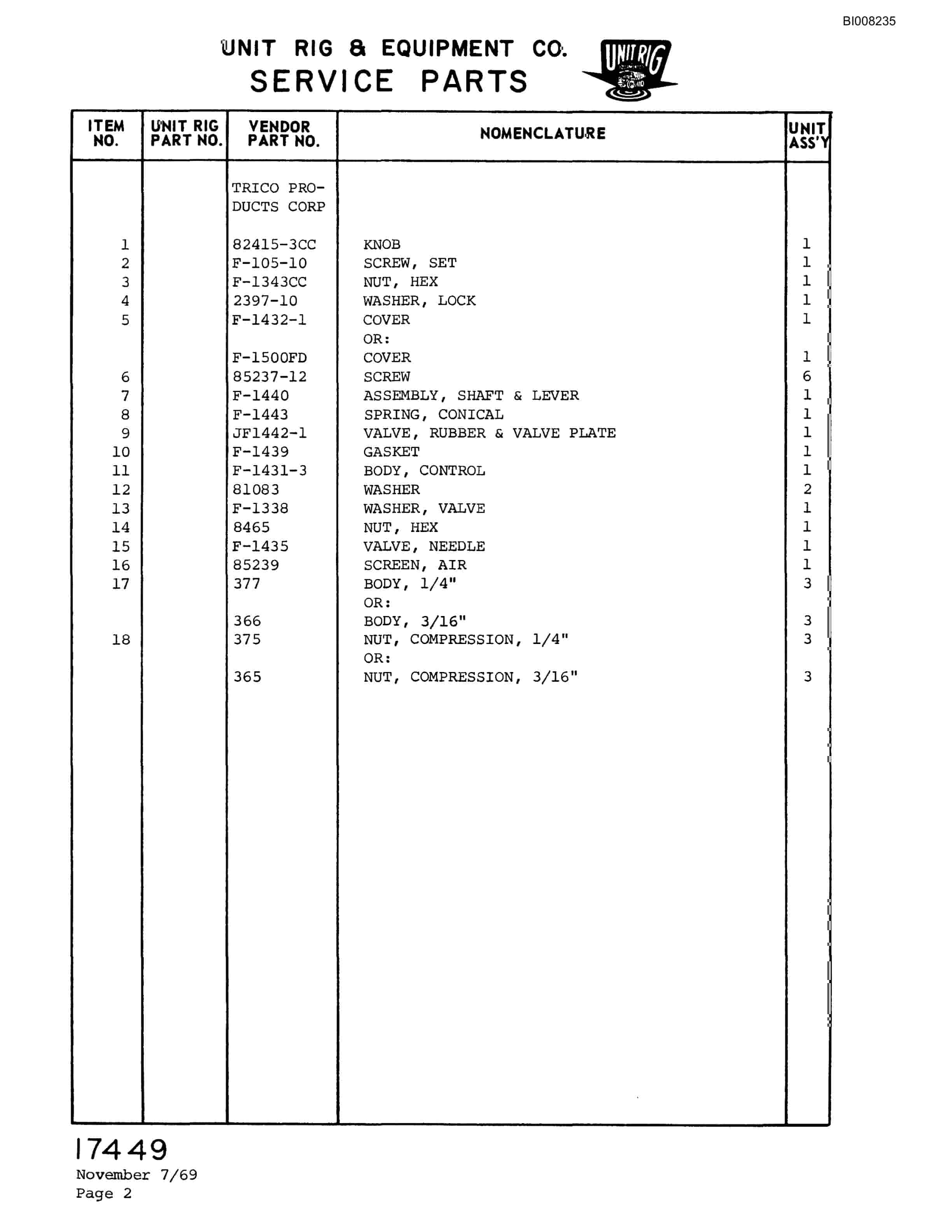 Bucyrus M-100 Parts Catalog BI008235-5
