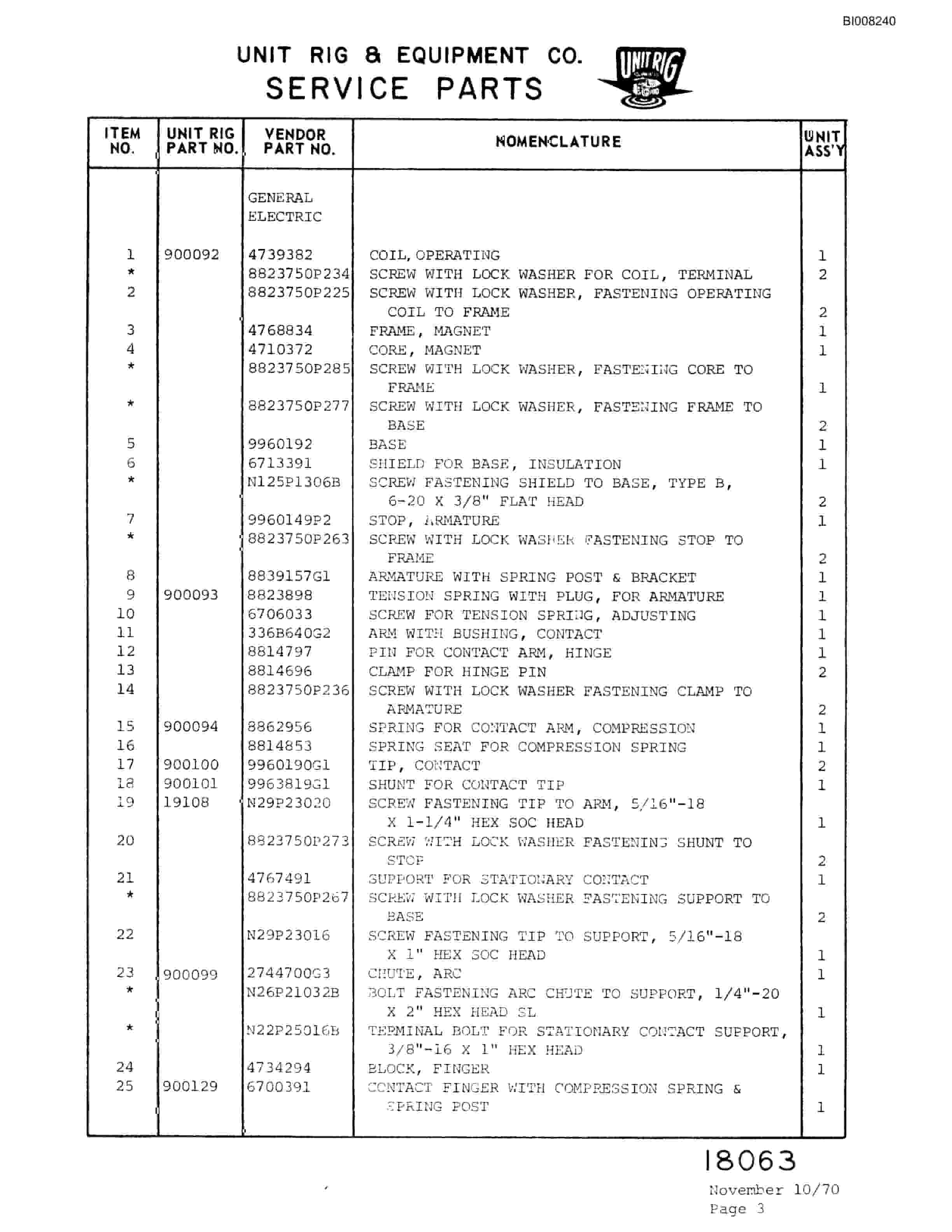 Bucyrus M-100 Parts Catalog BI008240-5