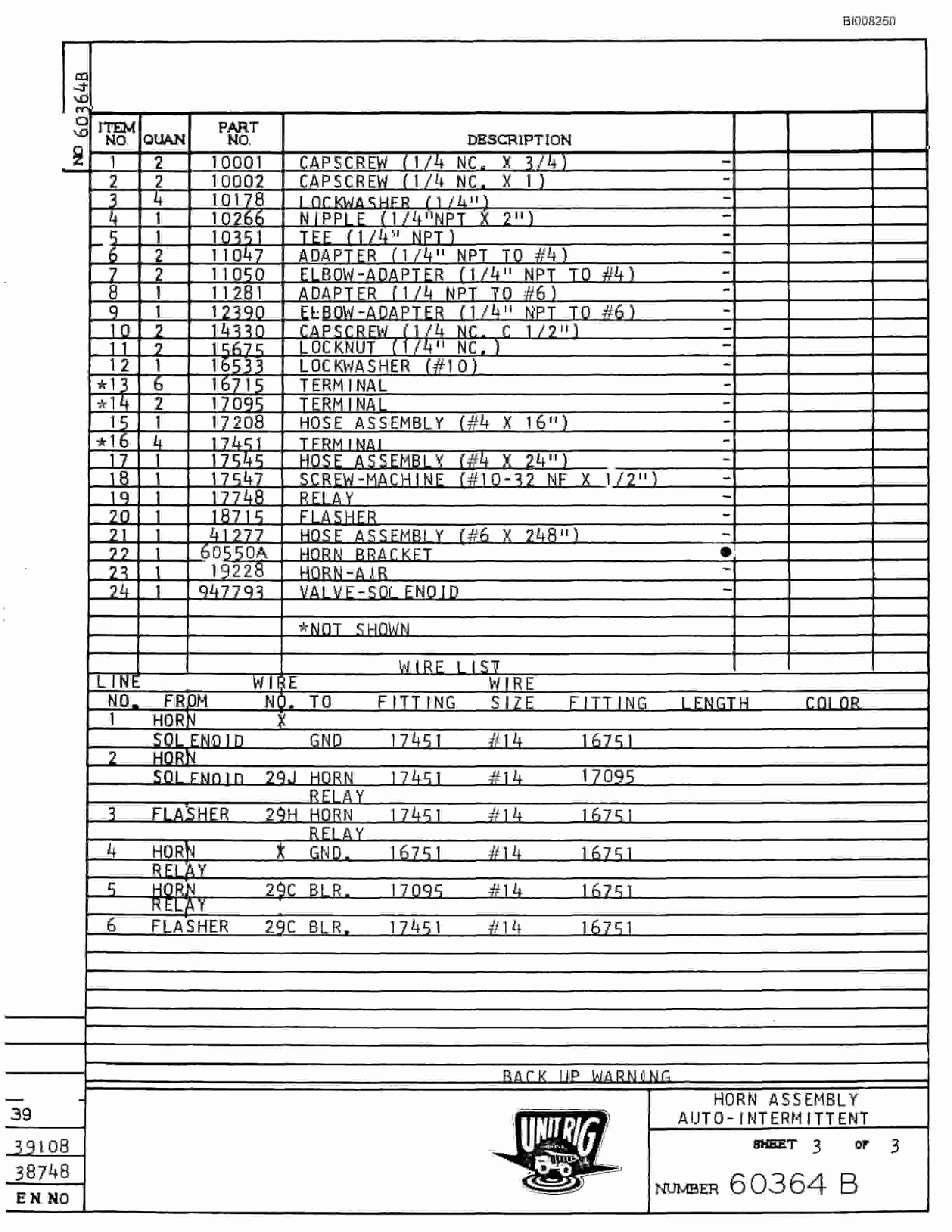 Bucyrus M-100 Parts Catalog BI008250-3