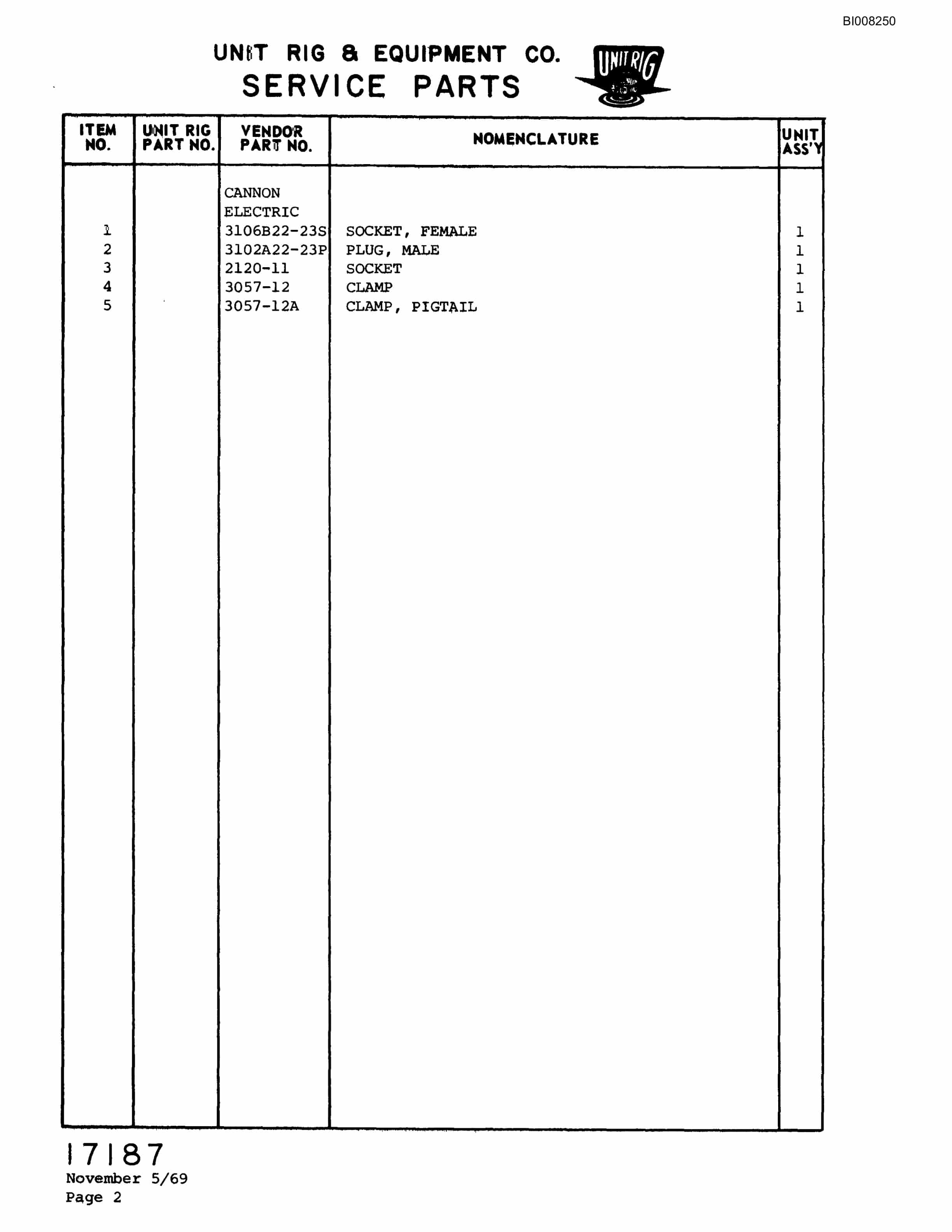 Bucyrus M-100 Parts Catalog BI008250-4