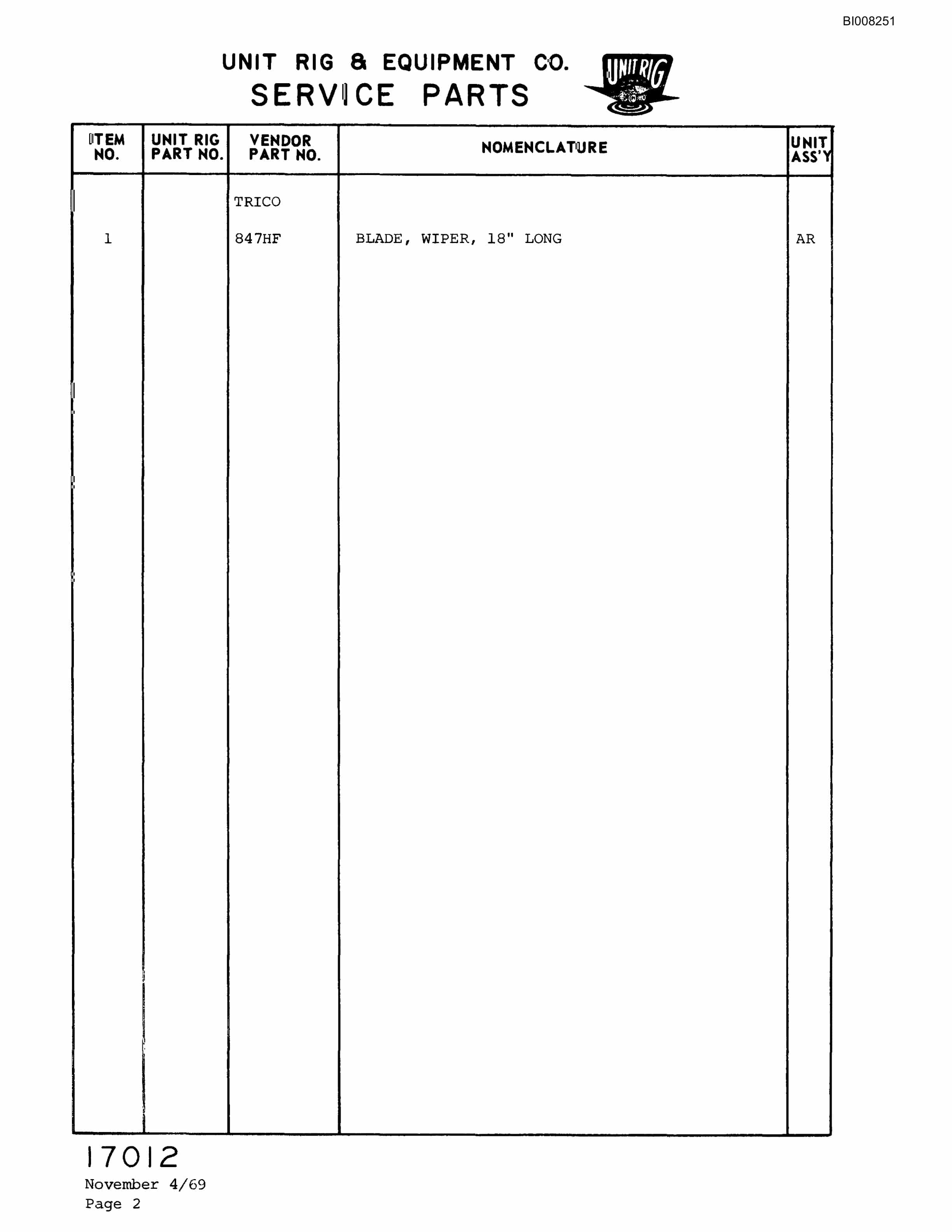 Bucyrus M-100 Parts Catalog BI008251-5