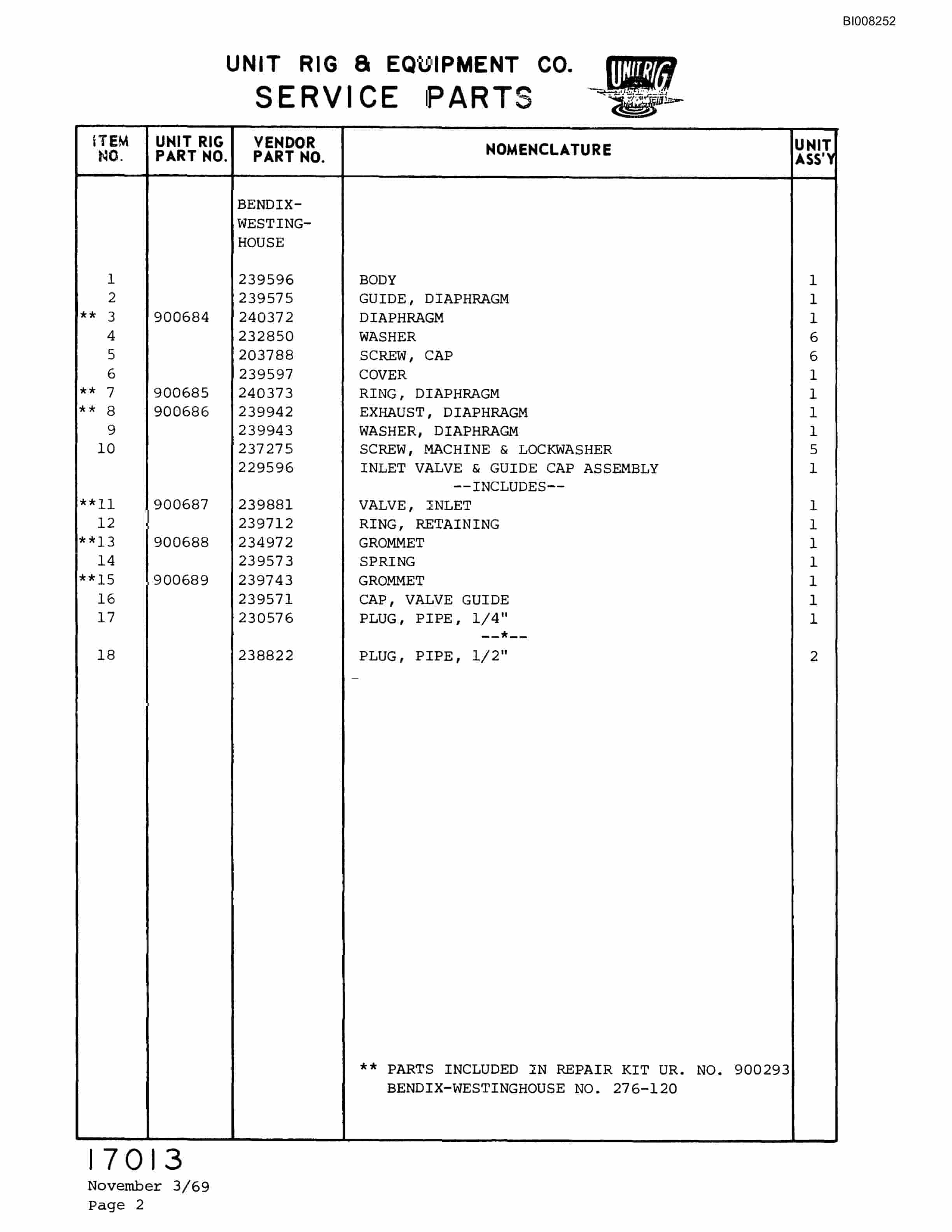 Bucyrus M-100 Parts Catalog BI008252-4