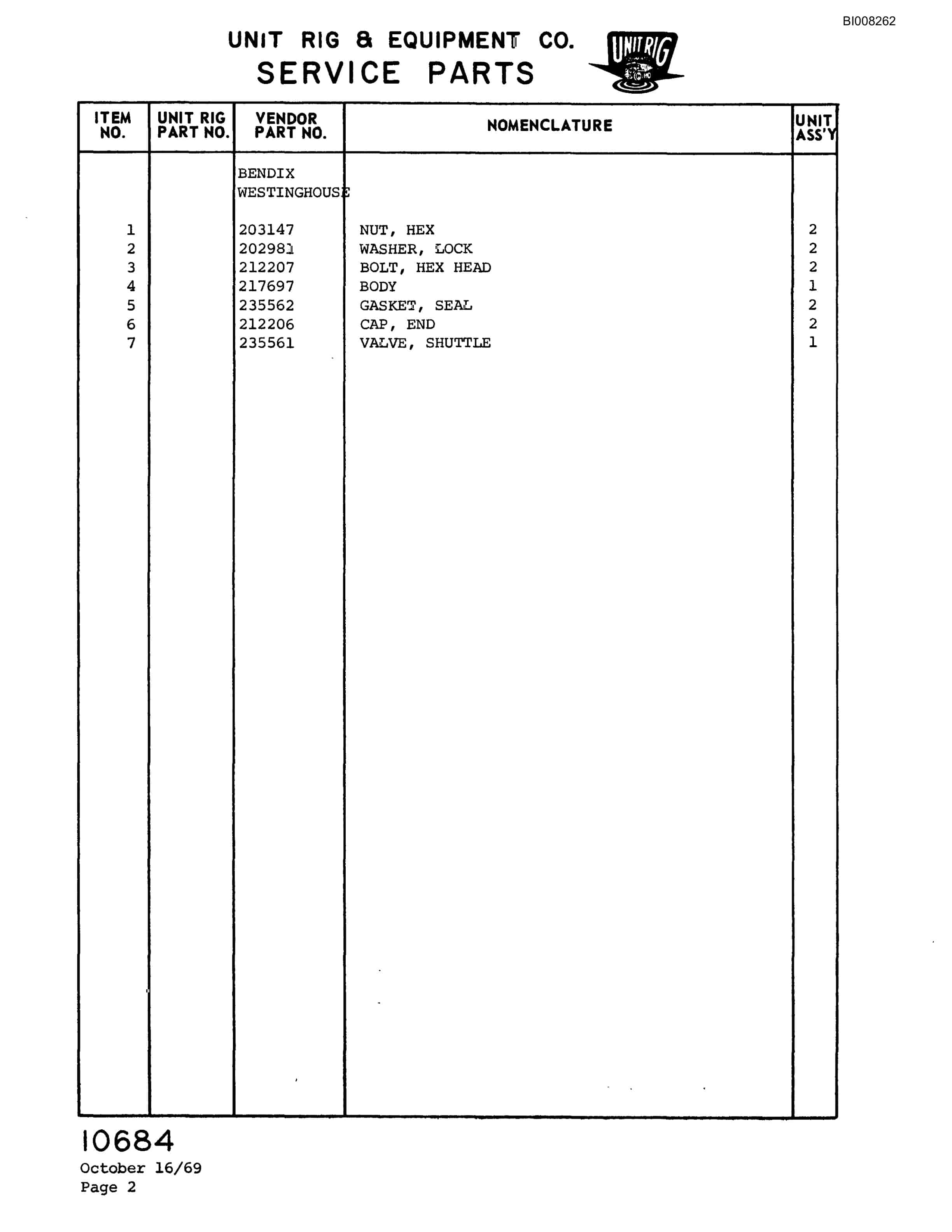Bucyrus M-100 Parts Catalog BI008262-4