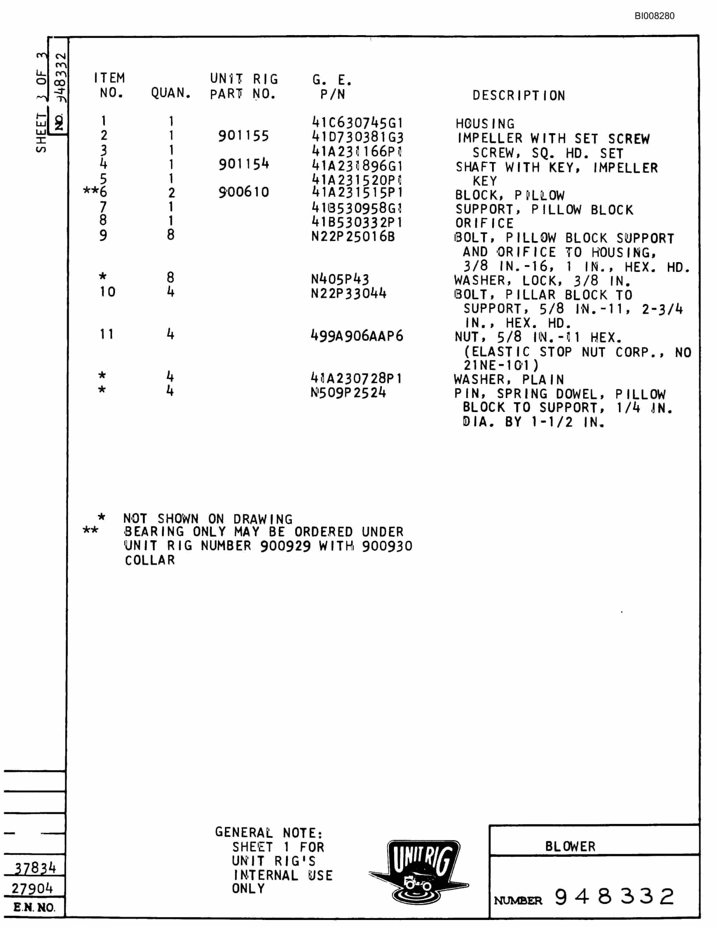 Bucyrus M-100 Parts Catalog BI008280-5