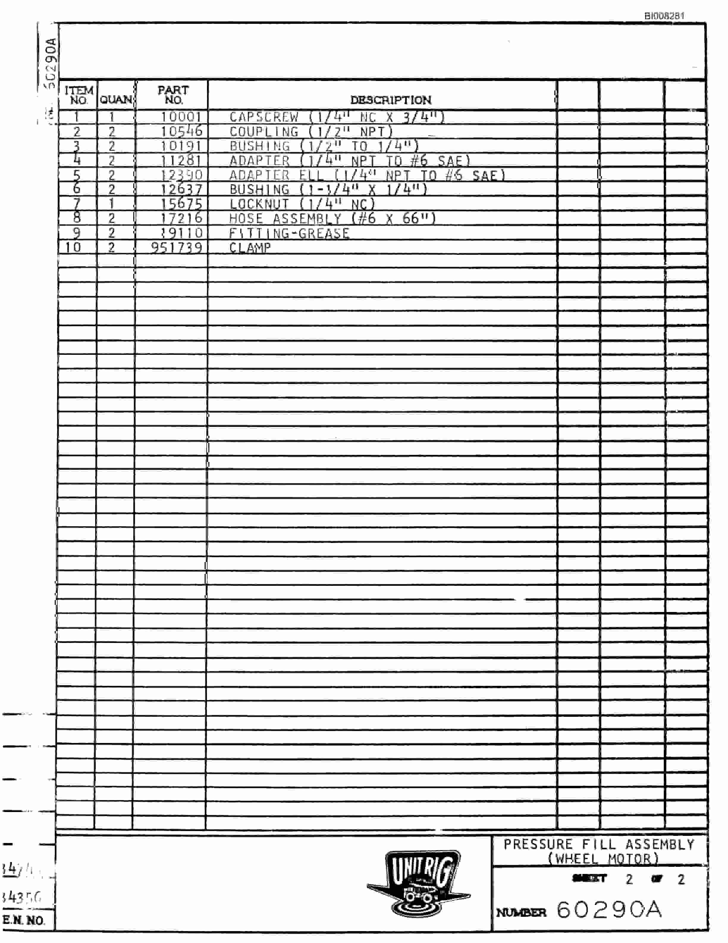 Bucyrus M-100 Parts Catalog BI008281-2