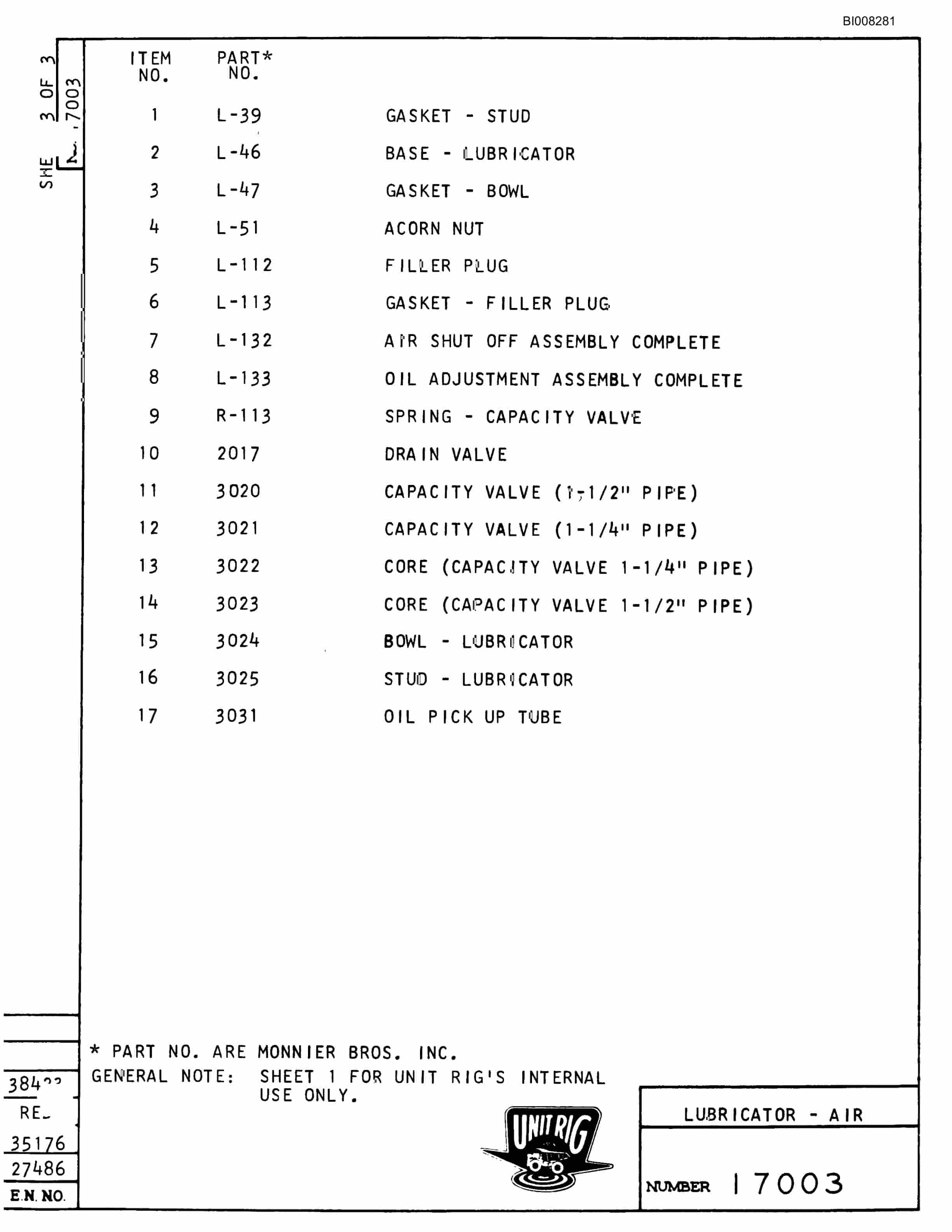 Bucyrus M-100 Parts Catalog BI008281-3