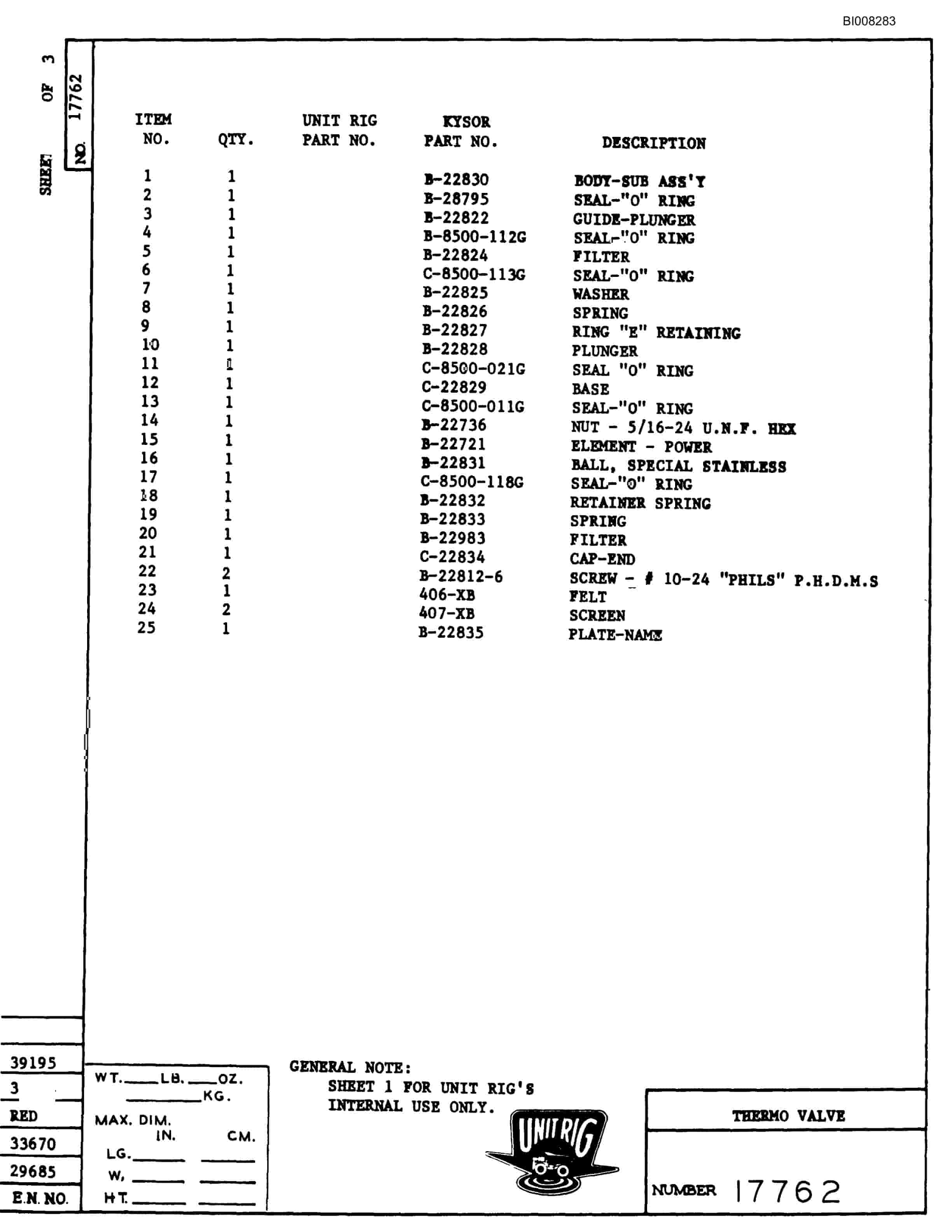 Bucyrus M-100 Parts Catalog BI008283-3