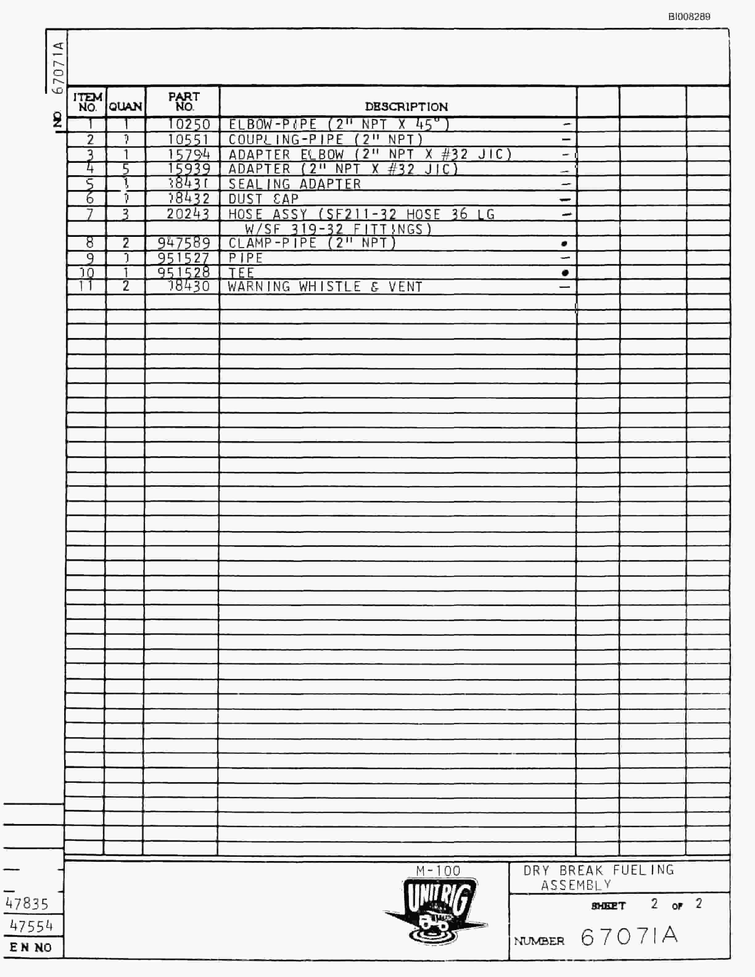 Bucyrus M-100 Parts Catalog BI008289-4